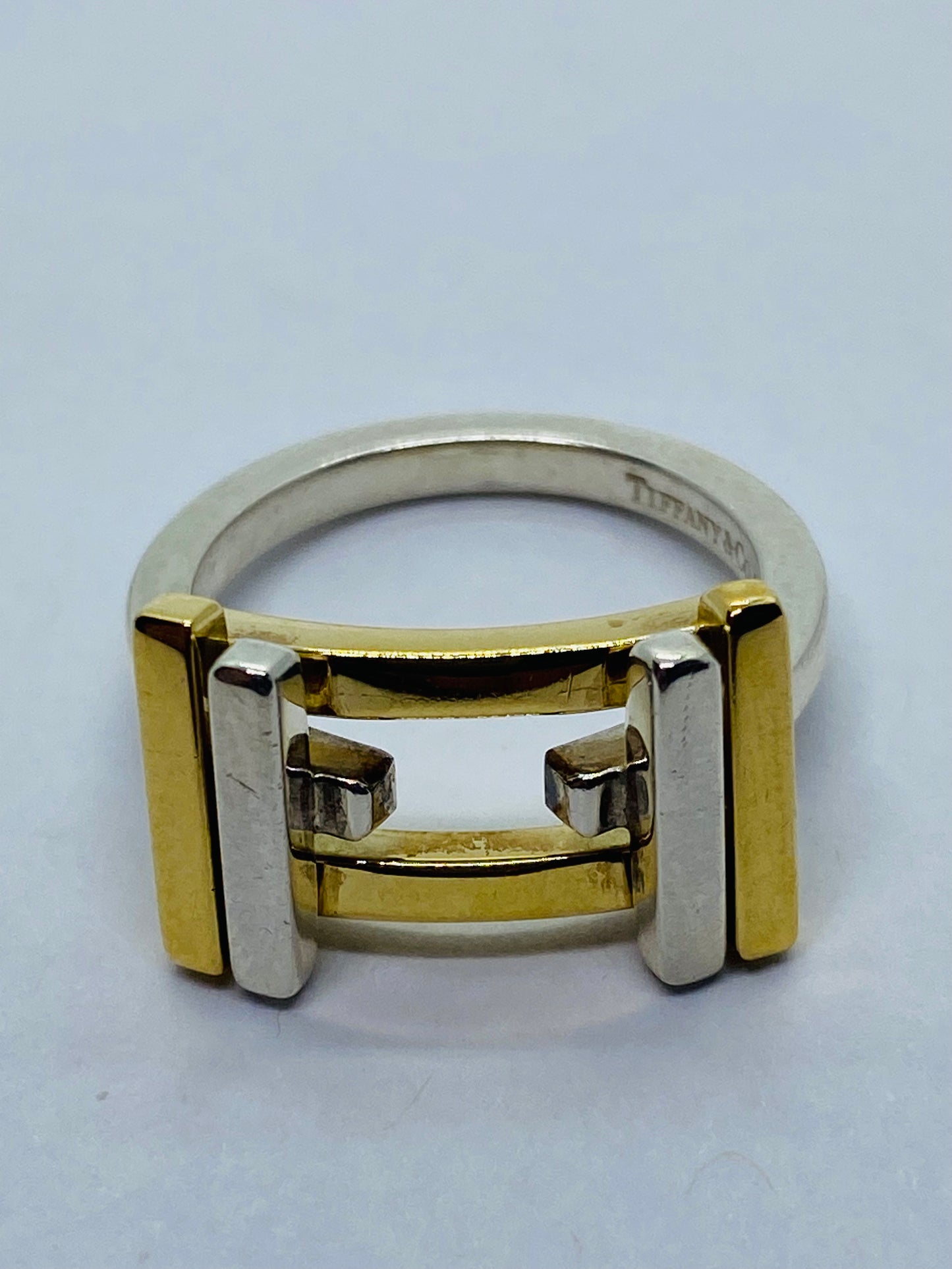 Tiffany & Co Frank Gehry Sterling 18k Gold Axis Flex Band Ring Size 5.5