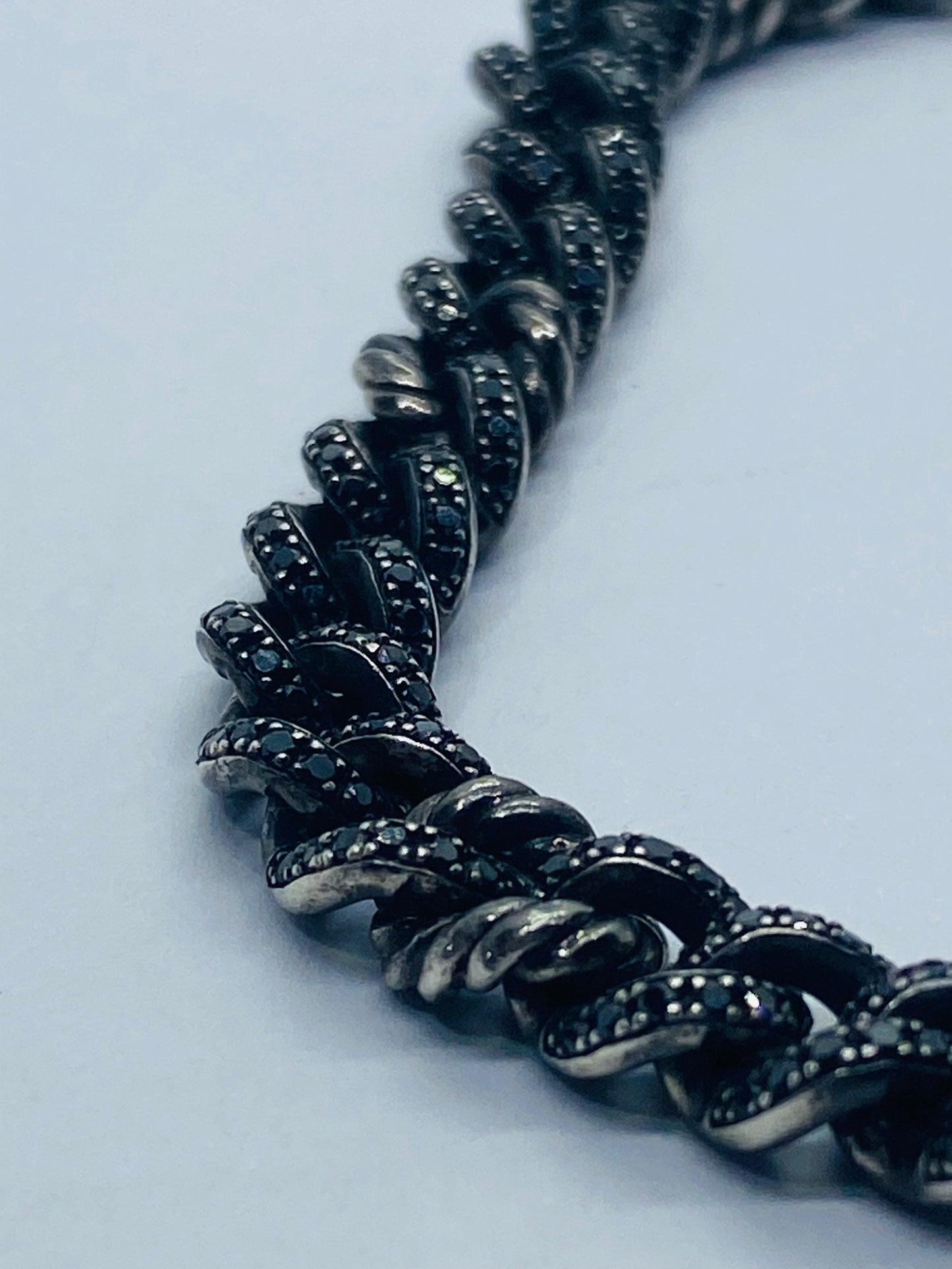 $4200 David Yurman Sterling Silver BraceletBlack Pave Diamonds 6.5” 6.4mm