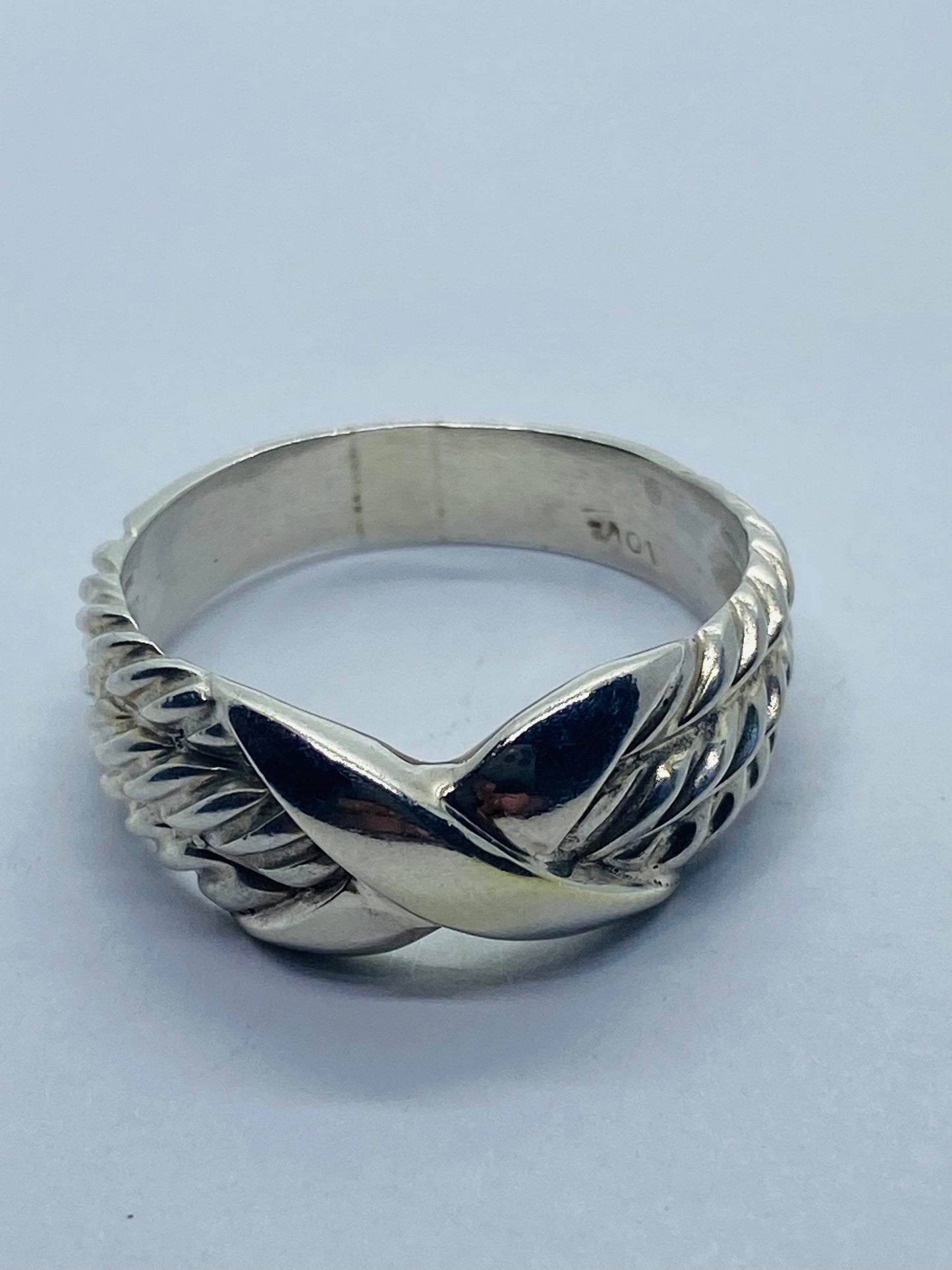 Ring David Yurman Sterling & 14K Gold Triple Cable Band Crossover 'X' 11.25 READ