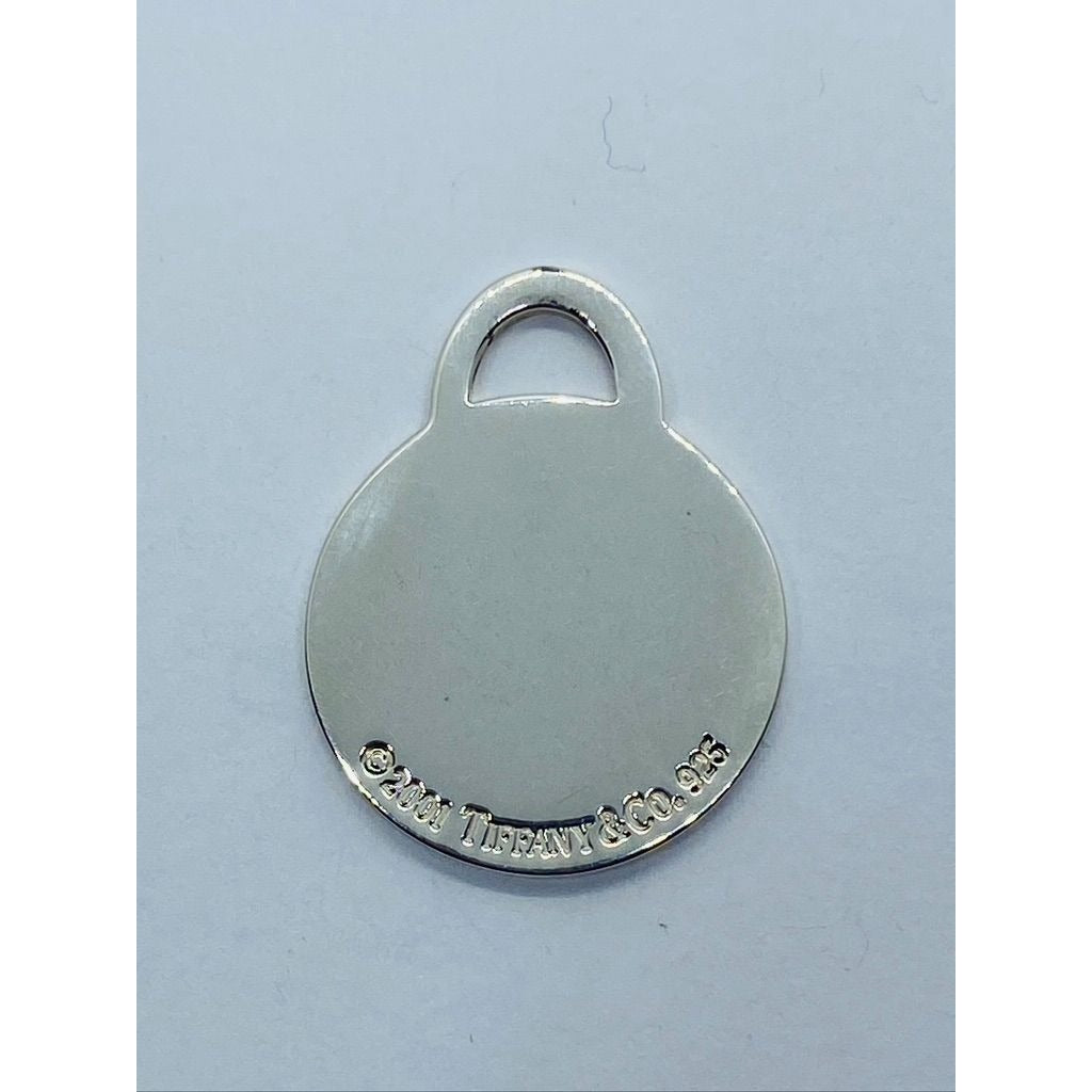 Tiffany & Co Large Engravable Blank Round Tag Pendant Sterling Silver 32mm