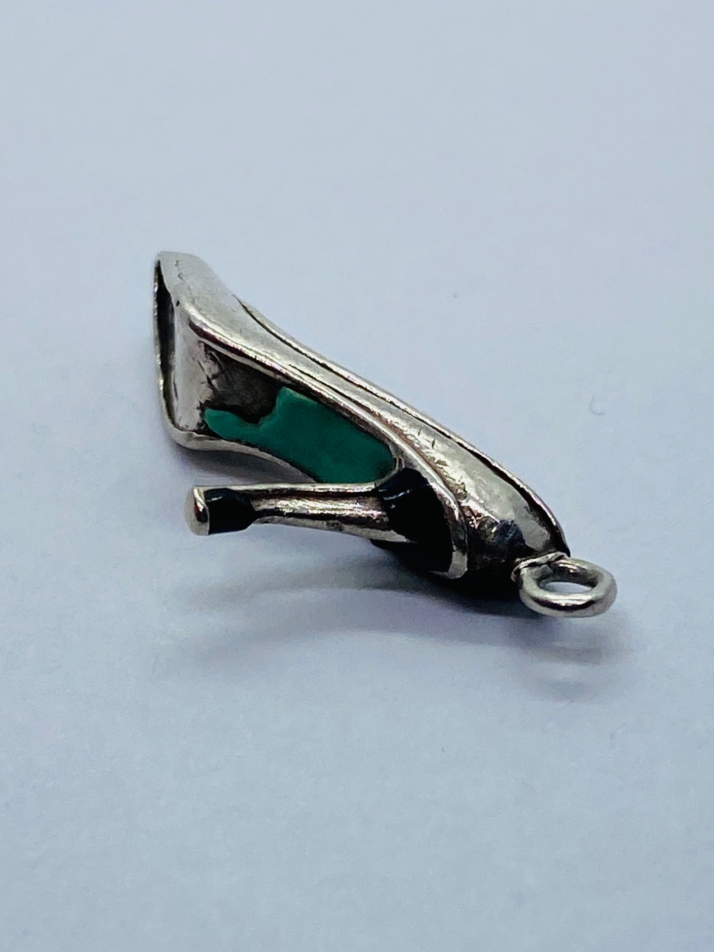 Tiffany & Co Silver Enamel Blue Black Enamel Plum Heel Shoe Charm Pump. Pouch