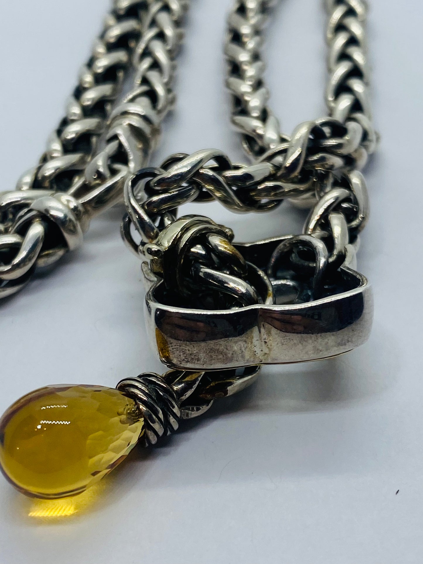 David Yurman Two-Tone Quatrefoil Lariat Adjustable Chain Necklace Citrine