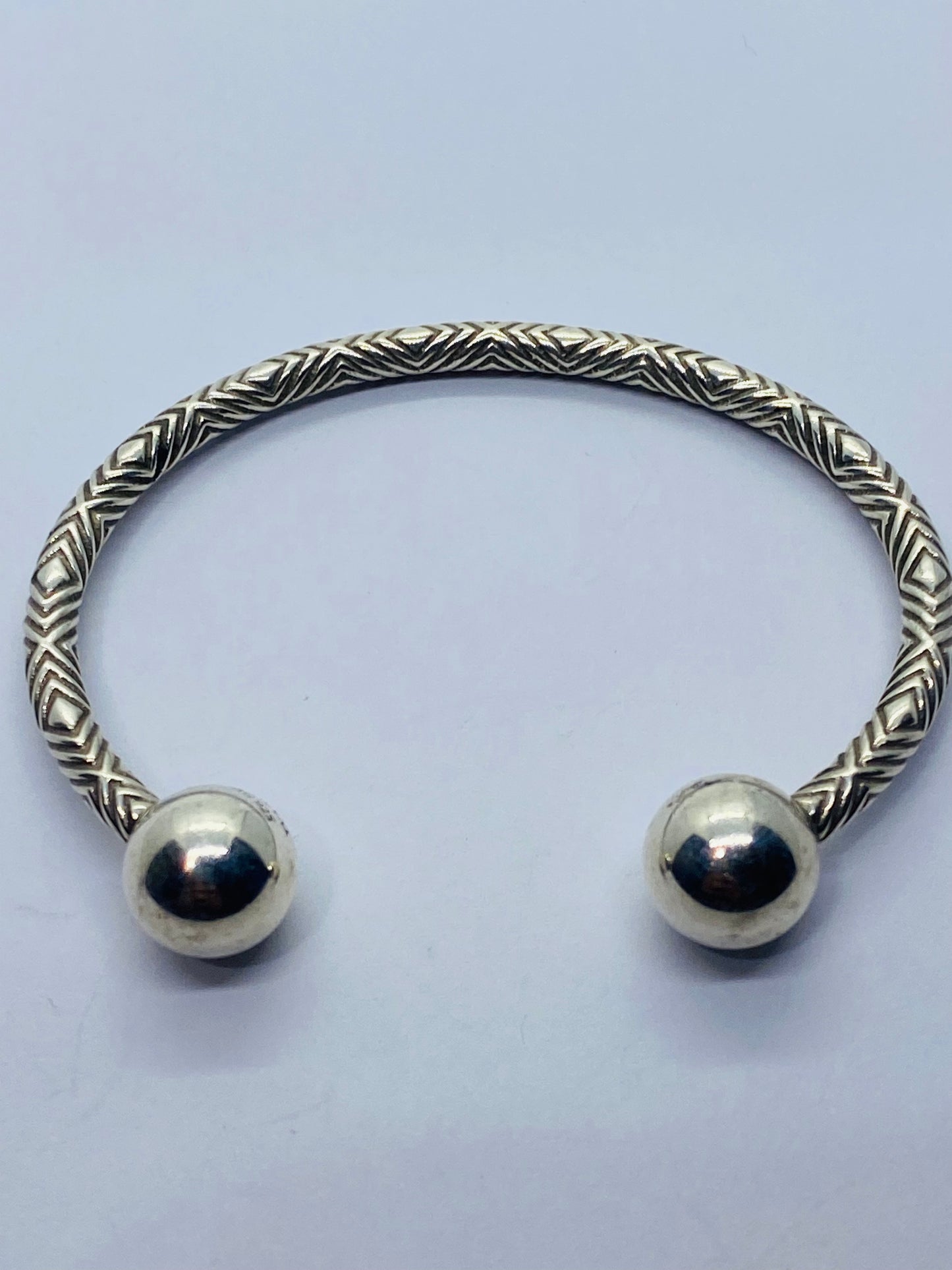 Tiffany & Co. Textured HardWear Ball Cuff Bracelet Sterling Silver 925 SMALL 5.5