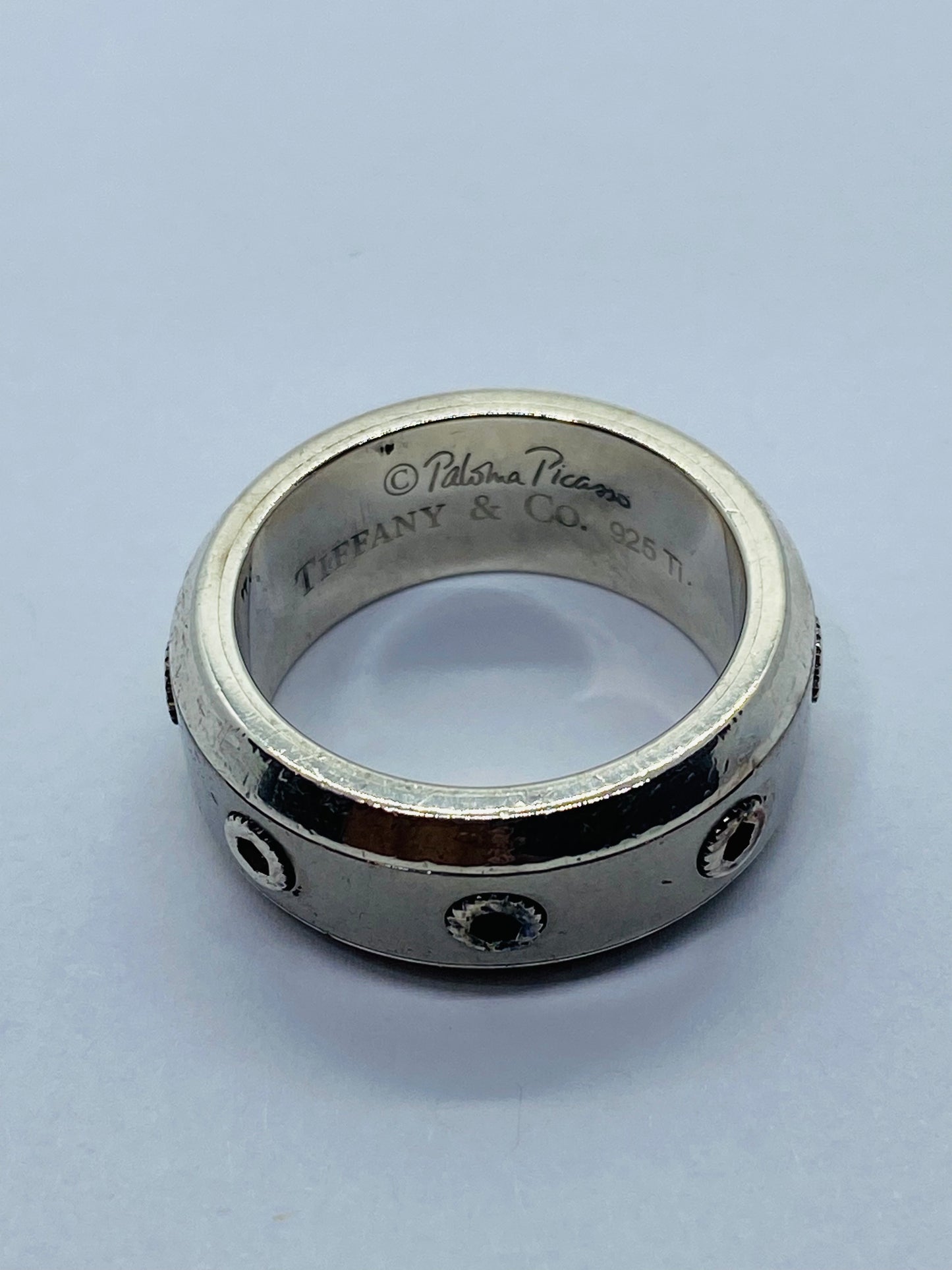 Tiffany & Co Paloma Picasso Sterling Silver & Titanium Turbo Ring Sz 7