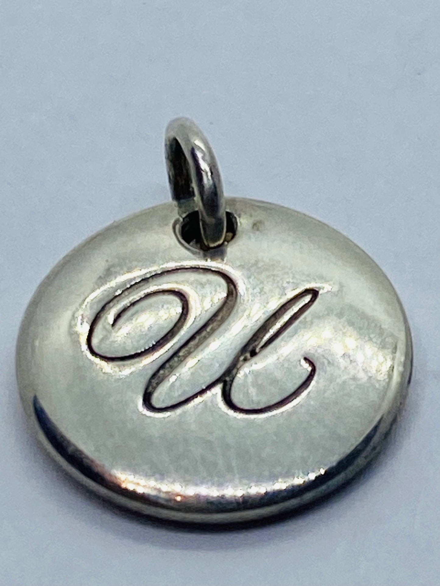 NEW Tiffany Letter U Notes Alphabet Disc Charm Initial Pendant in Silver