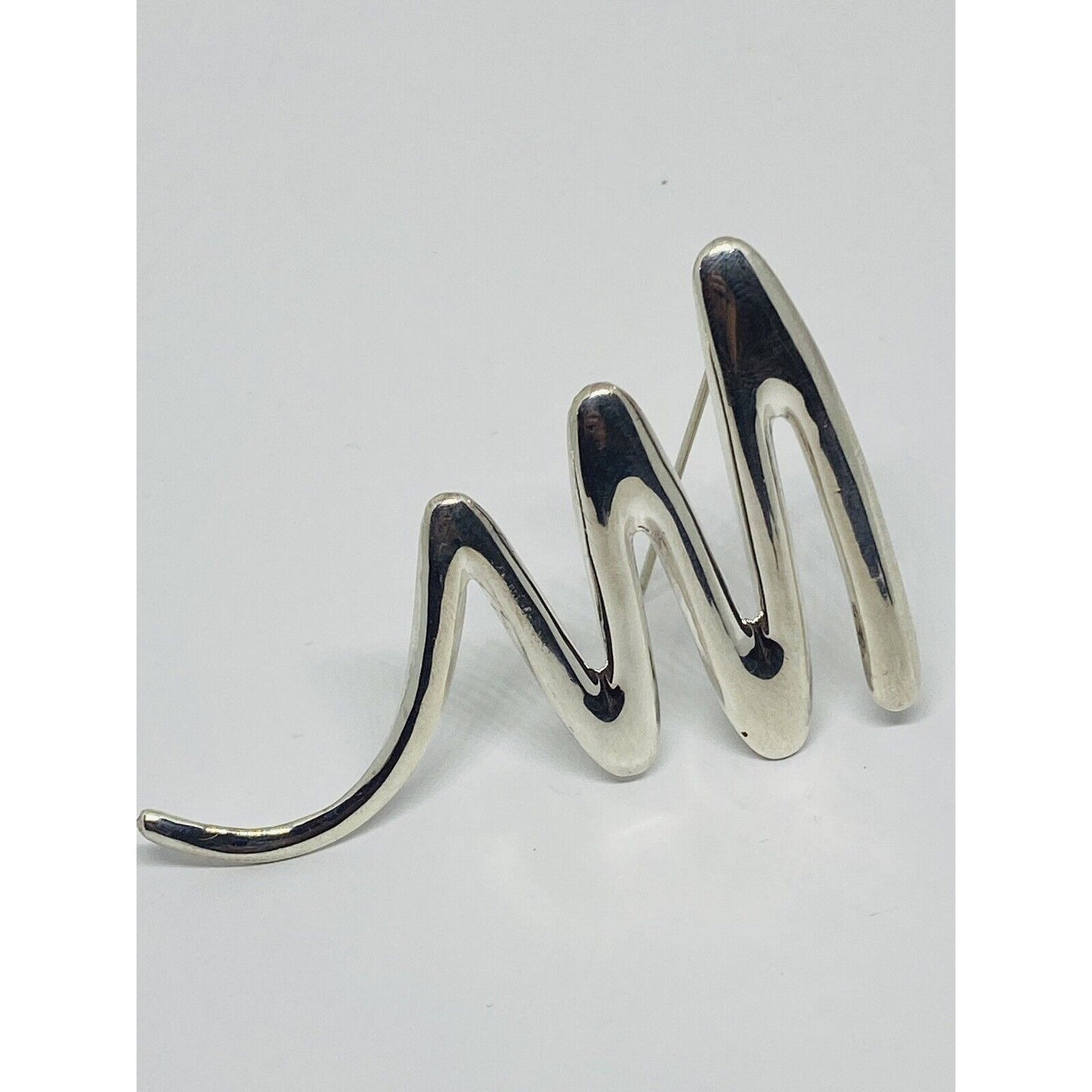 Vintage Sterling Silver Scribble Zig Zag Brooch Pin Pendant, Signed Thailand 925