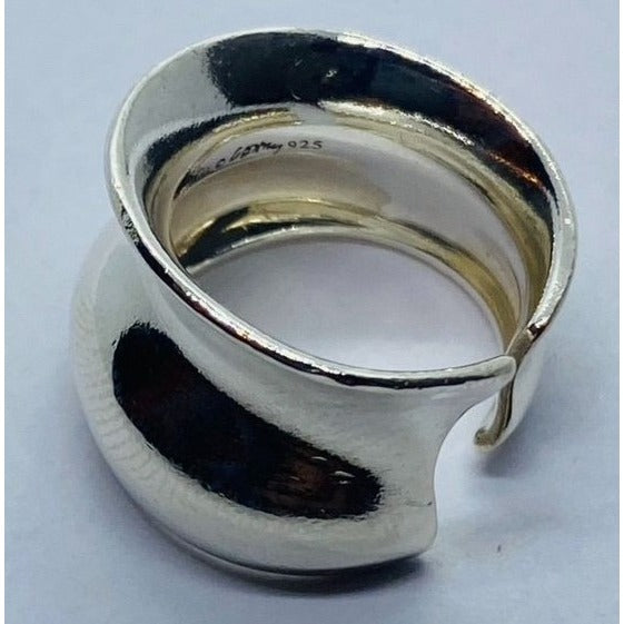 Tiffany Frank Gehry Fish Contour Cuff Ring Sterling Silver Size 5.5