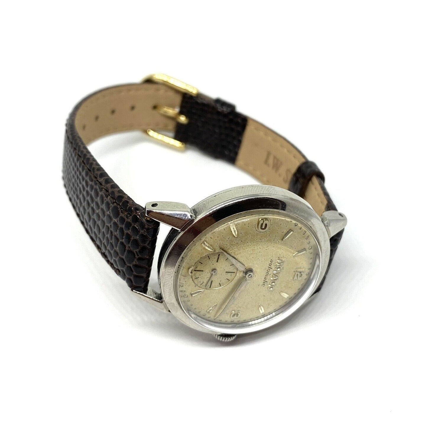 RARE VINTAGE MEN'S MOVADO AUTOMATIC BUMPER-WIND WRIST WATCH IN STAINLESS
