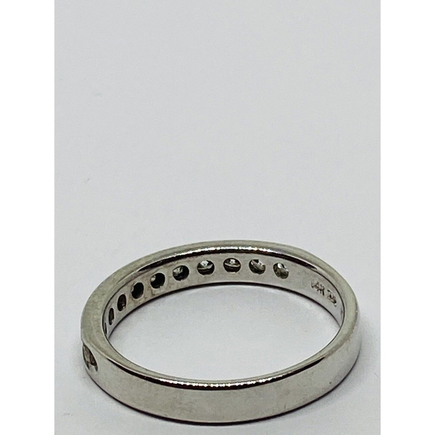 14k White Gold .44 TCW 11 Diamond Wedding Band Ring Channel Set Signed