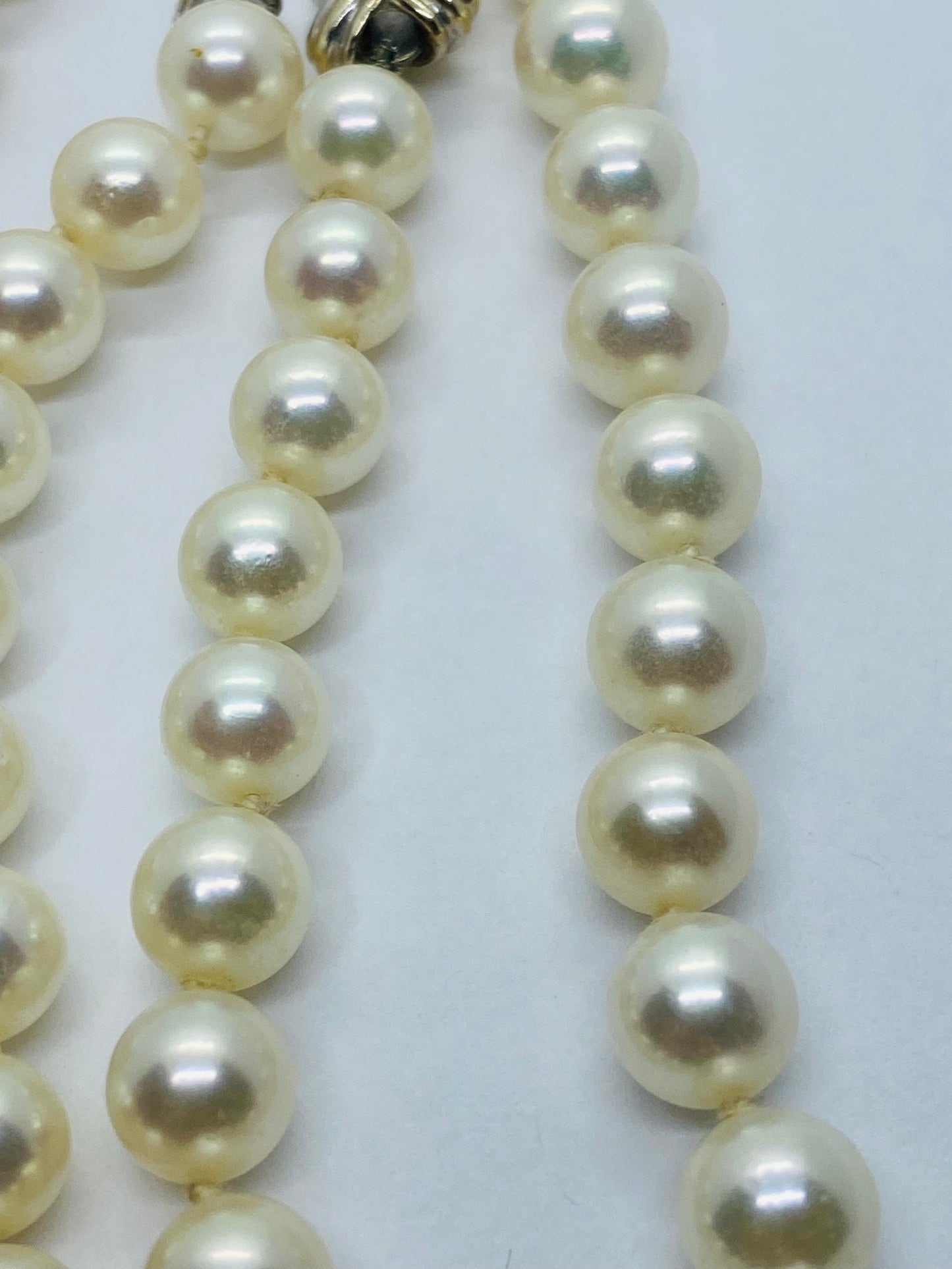 Tiffany & Co. 18k White Gold Signature X Clasp 7-7.5mm Pearl Necklace 16.5”