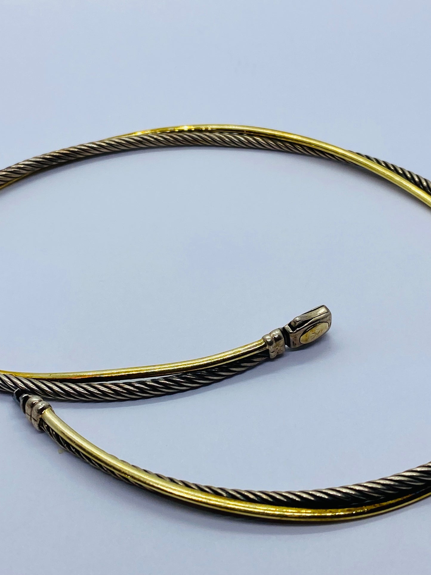 David Yurman Crossover Cable Choker Necklace 15" Sterling 925 & Yellow Gold 18k