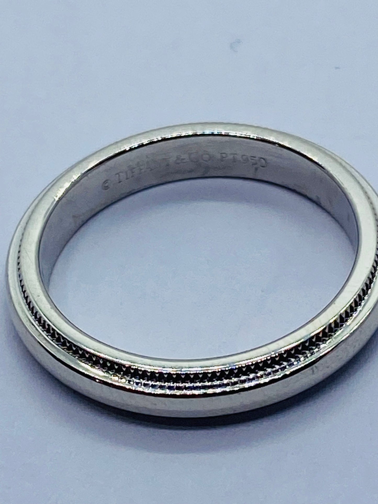 TIFFANY & CO PLATINUM 950 Double MILGRAIN WEDDING BAND 3MM SIZE 4.25