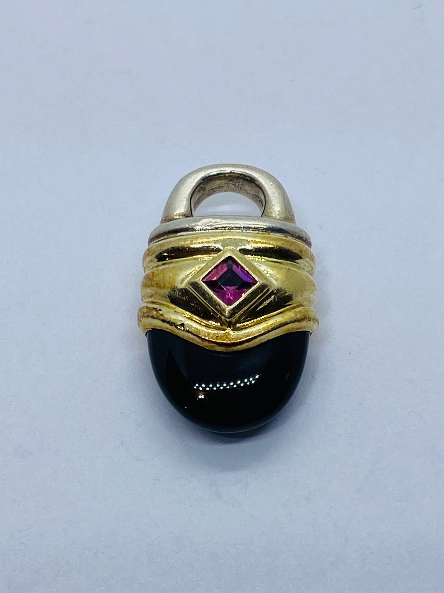 Rare David Yurman Tourmaline Black Onyx Renaissance Pendant in 14k Gold 925