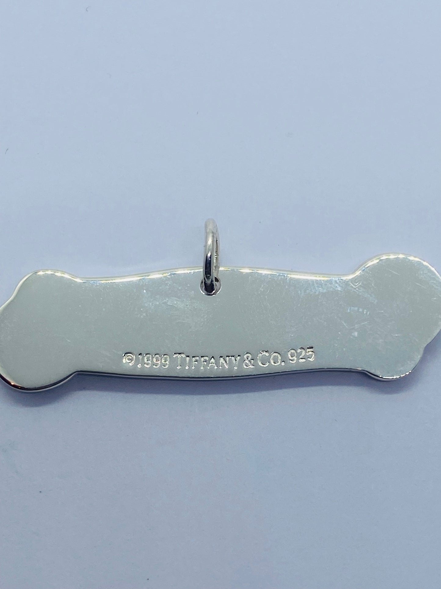 Tiffany & Co. Dog Bone Charm Pendant Tag Sterling Silver 51mm