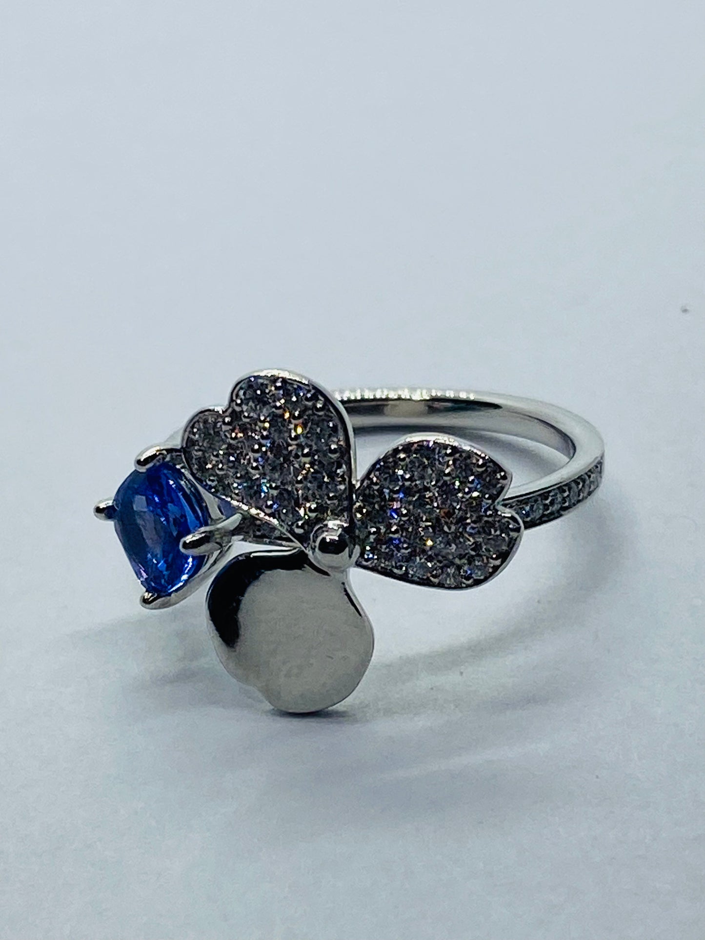Tiffany Paper Flowers Platinum diamonds and tanzanite flower ring, Size 6