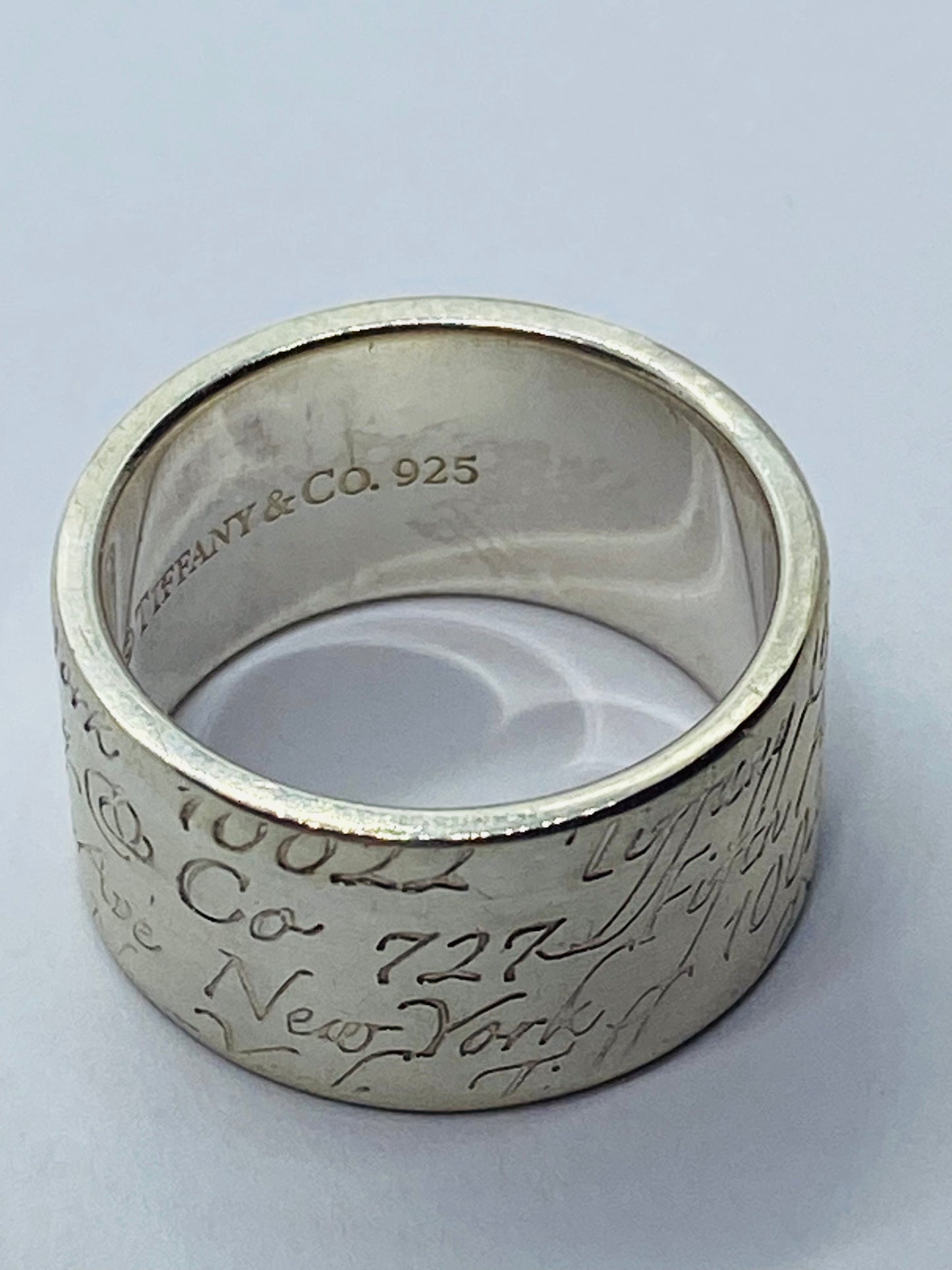 Tiffany & Co Silver Wide Notes Fifth Ave Ring Size 5.5 10mm Wide