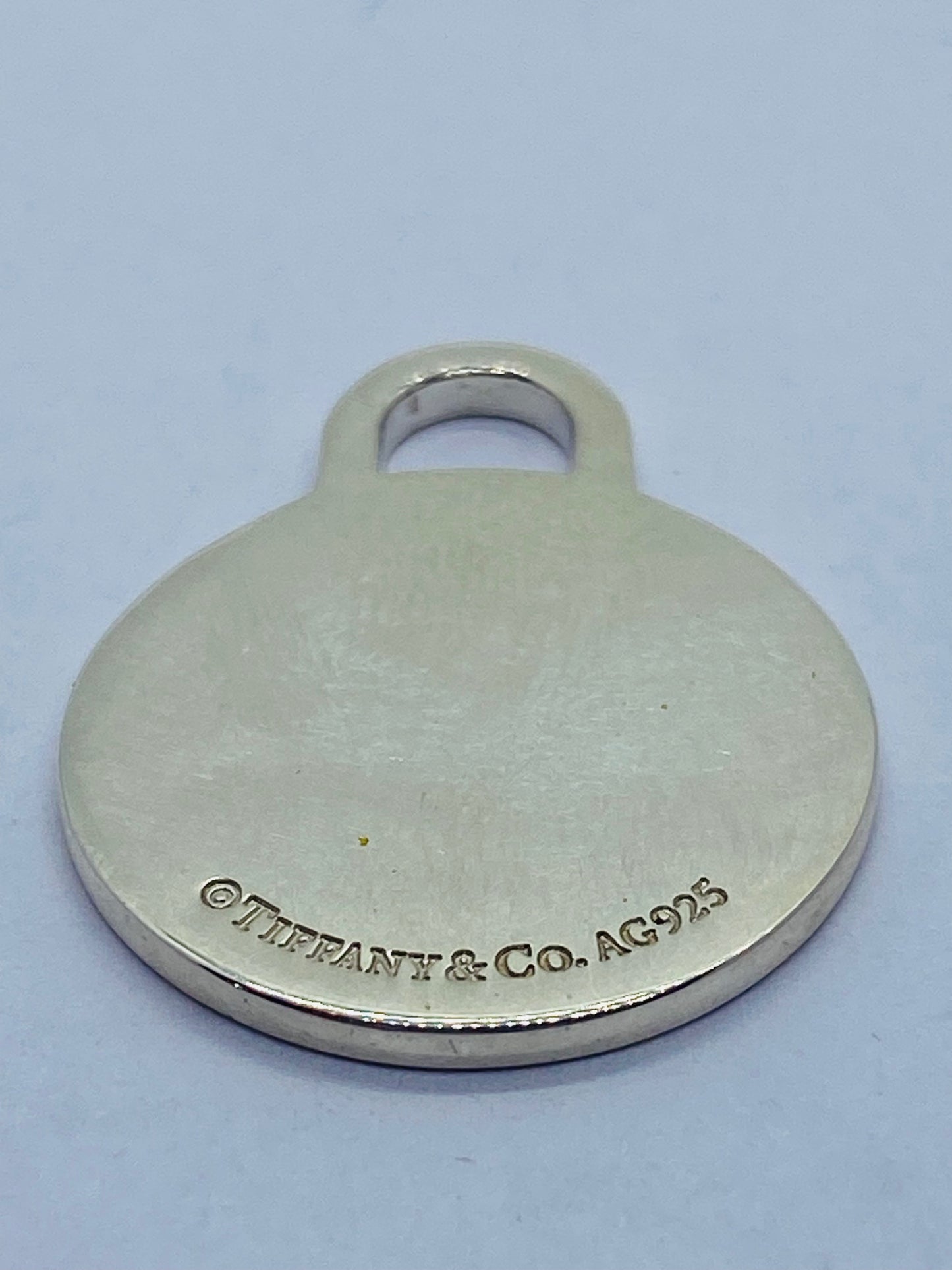 Tiffany & Co Medium Engravable Blank Round Tag Mens Pendant Sterling Silver