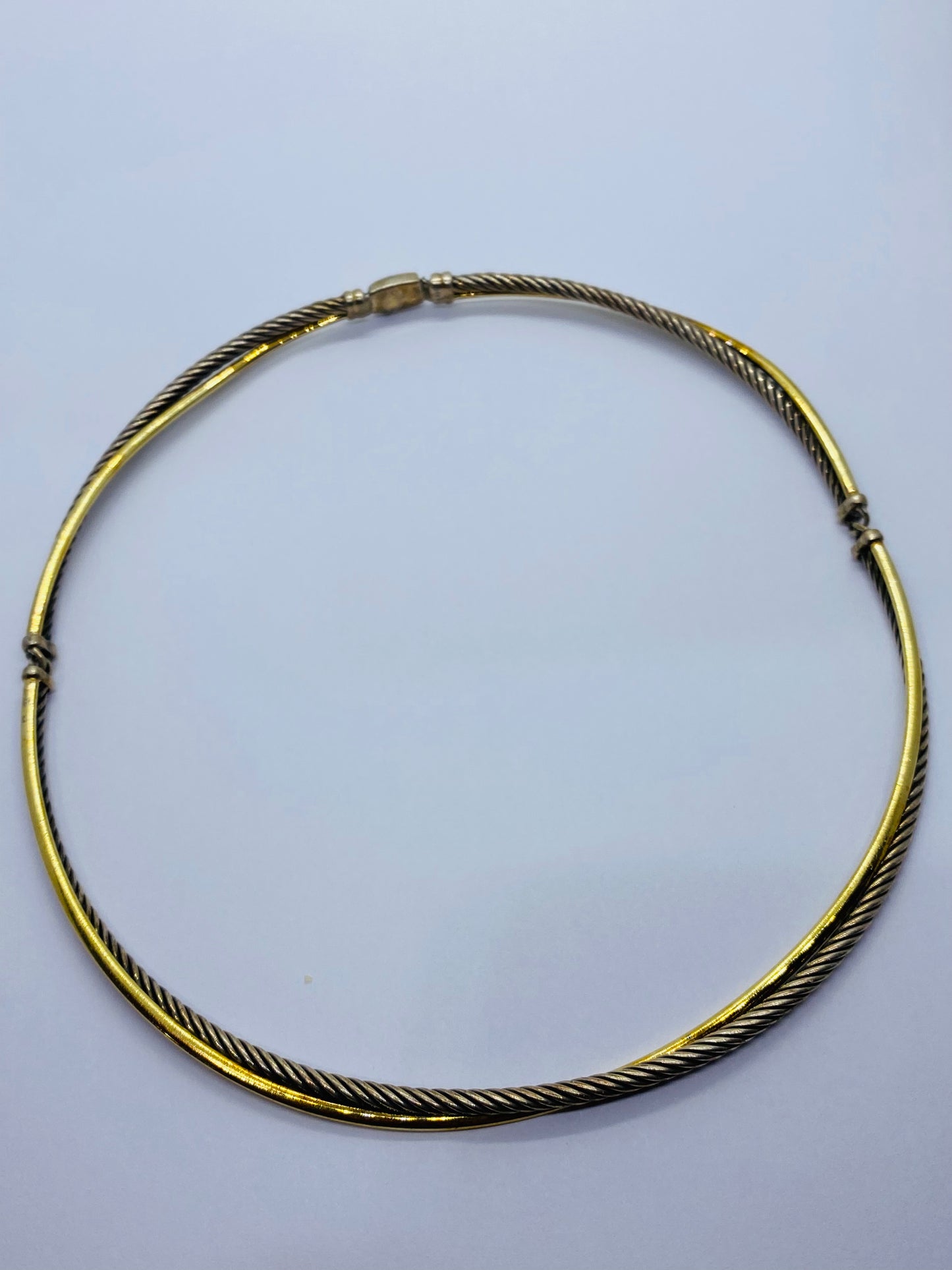 David Yurman Crossover Cable Choker Necklace 15" Sterling 925 & Yellow Gold 18k