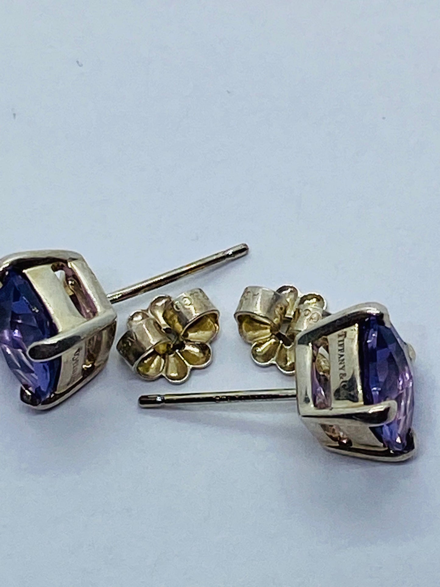 Tiffany & Co. Sparklers Cushion Shape Amethyst Sterling Silver Stud Earrings