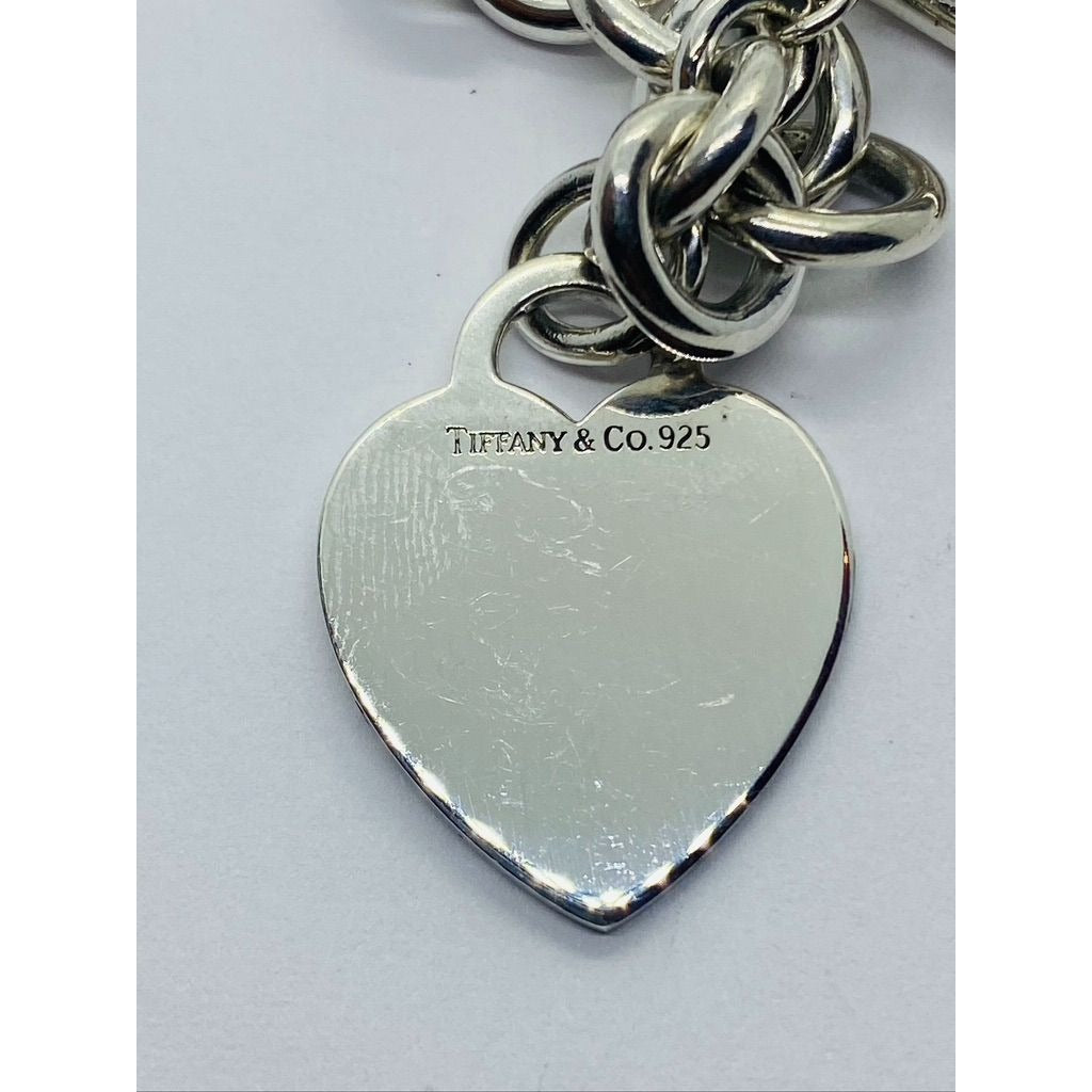 Tiffany & Co Sterling Silver Toggle Heart Tag Blank Heart Necklace 16” 74.3 G