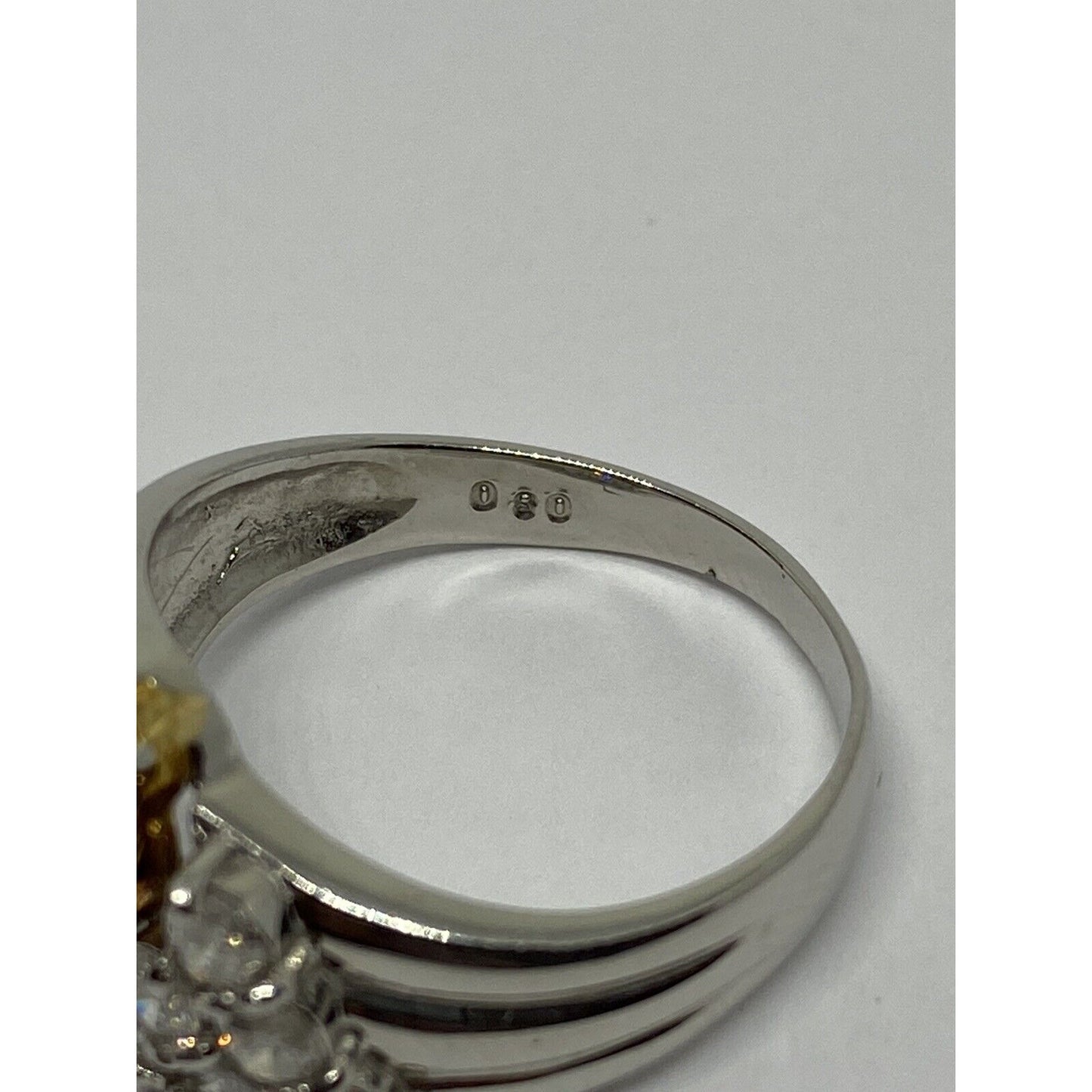 Platinum 900 18k Band Diamond Ring - 5.4 gms, Sz 6.5, 0.80 ctw