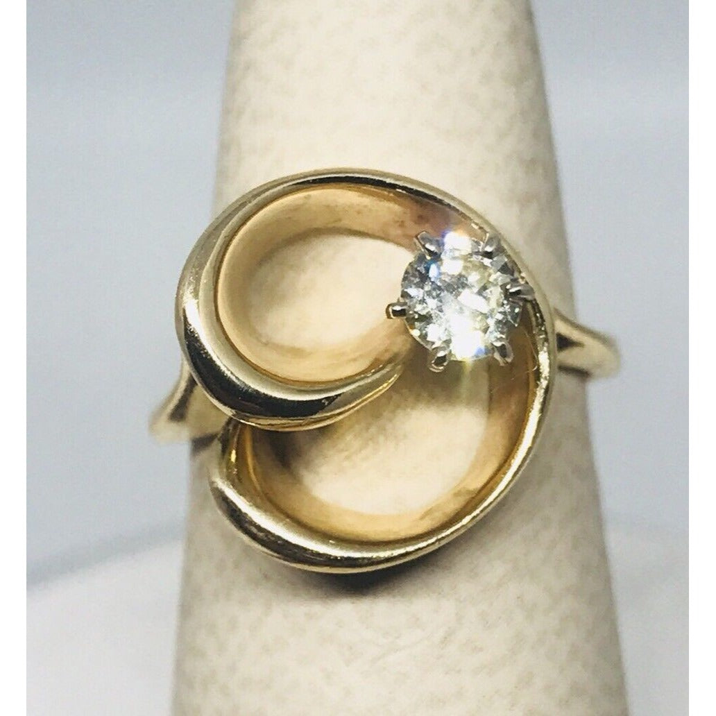 Signed Treasure .36 ct Round Diamond 14k Yellow Gold Ring