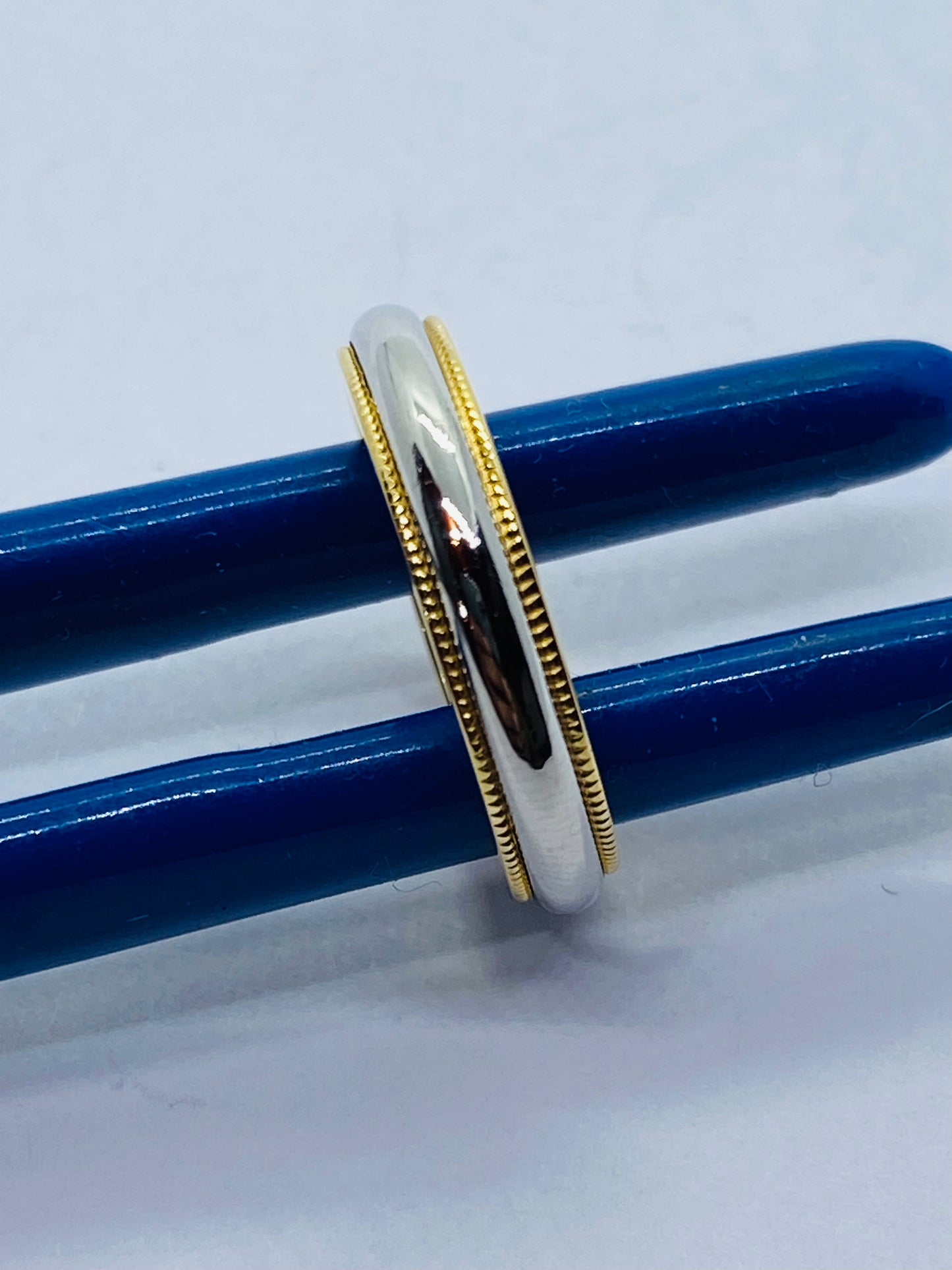 Tiffany & Co Milgrain Band Ring In Platinum & 18k Yellow Gold Size 3.5