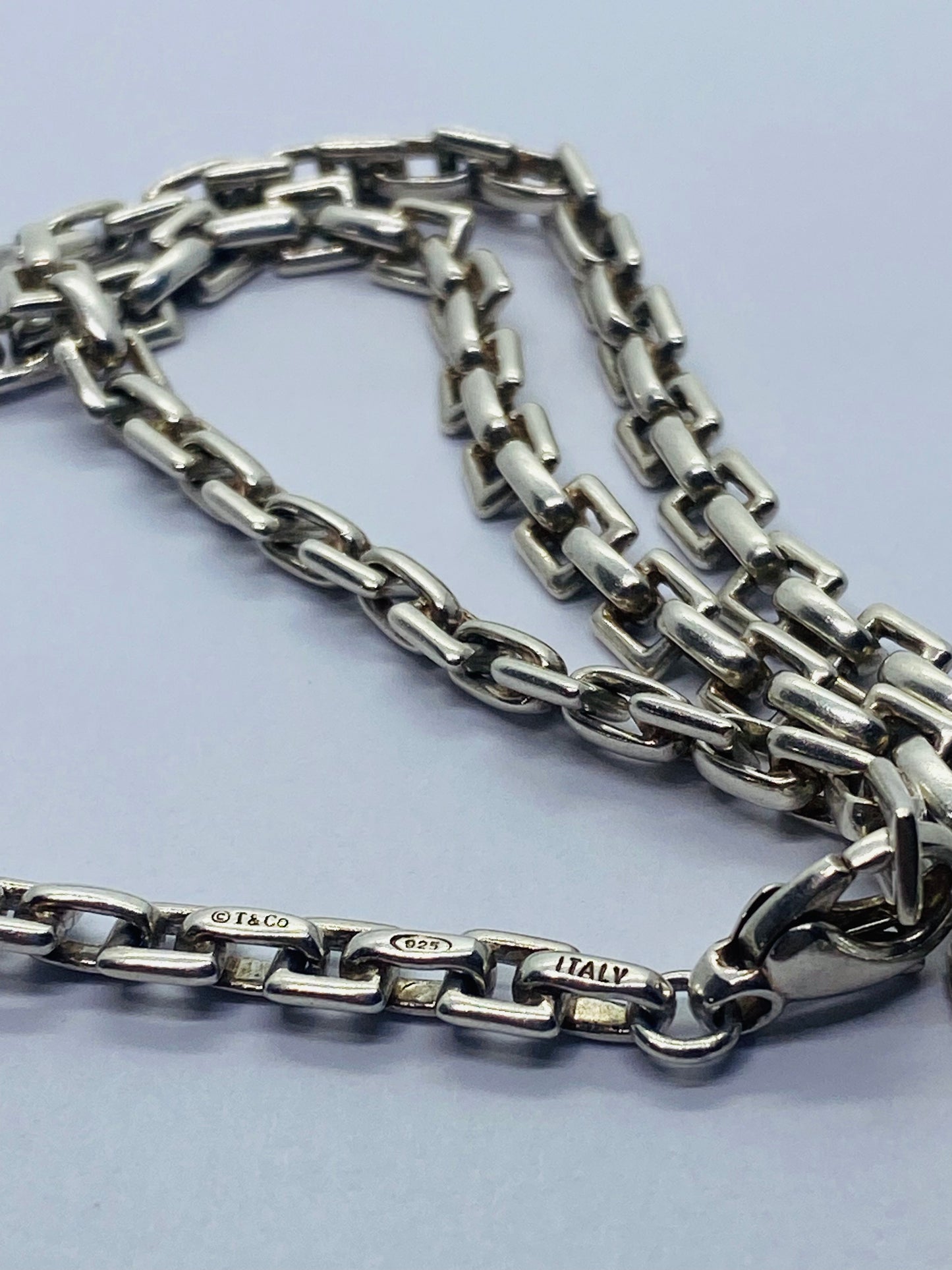Tiffany & Co 925 Sterling Silver Box Link Chain 16" 5mm Wide