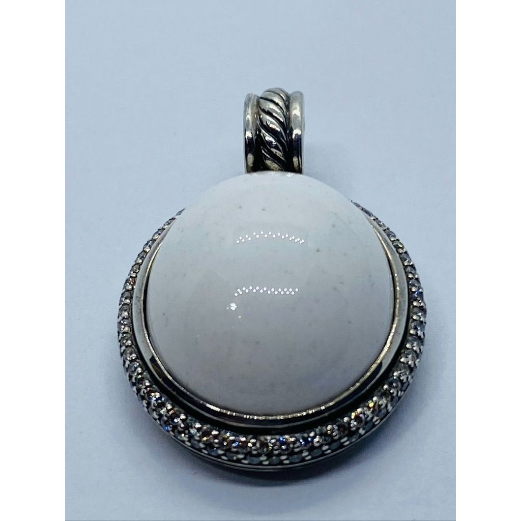 David Yurman White Agate Diamond Enhancer 39mm