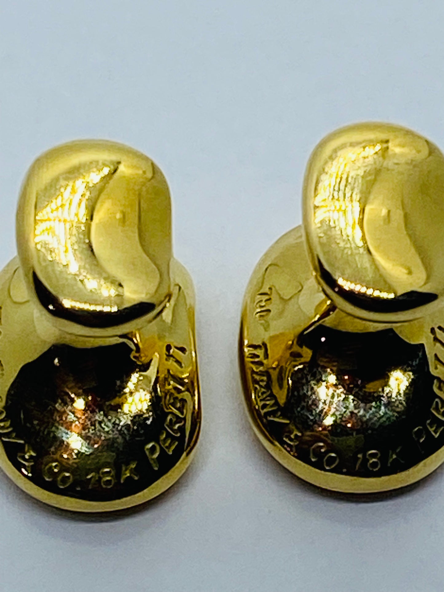 TIFFANY & CO SOLID 18KT 750 YELLOW GOLD ELSA PERETTI BEAN SHAPED CUFFLINKS CUFF