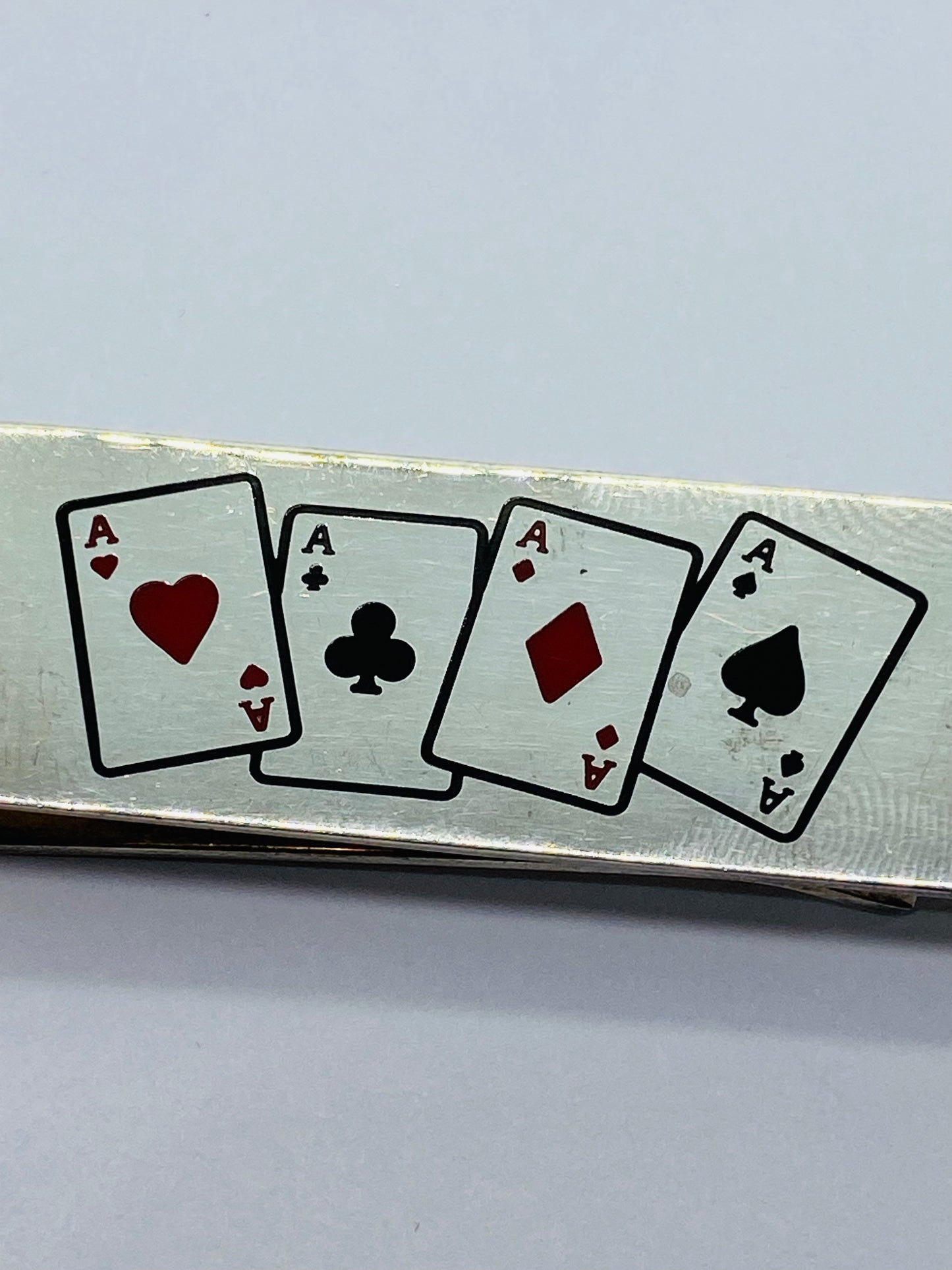 Tiffany & Co Diamond Ace Spade Heart Silver Enamel Poker Card Money Clip