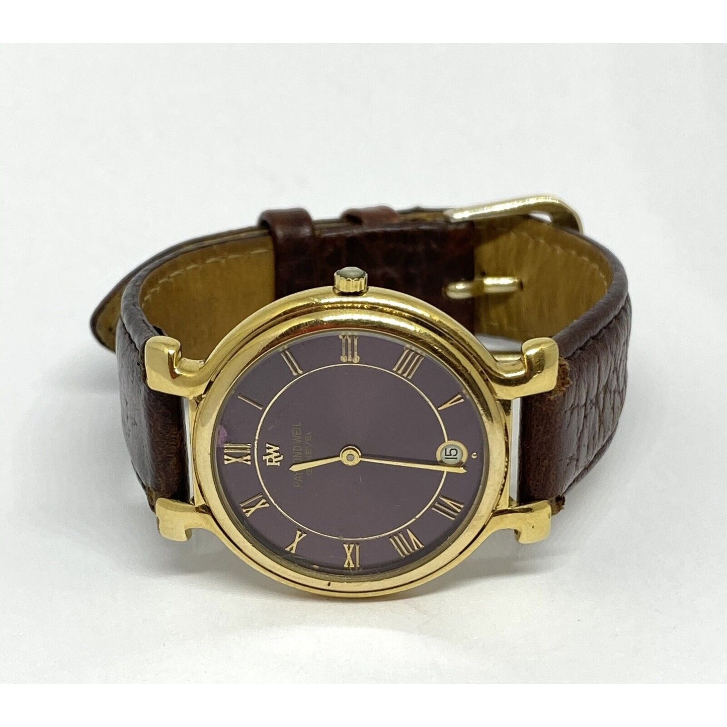 RAYMOND WEIL Unisex 32MM CASE 18K ELECTROPLATED PURPLE DIAL WITH DATE WATCH 9136