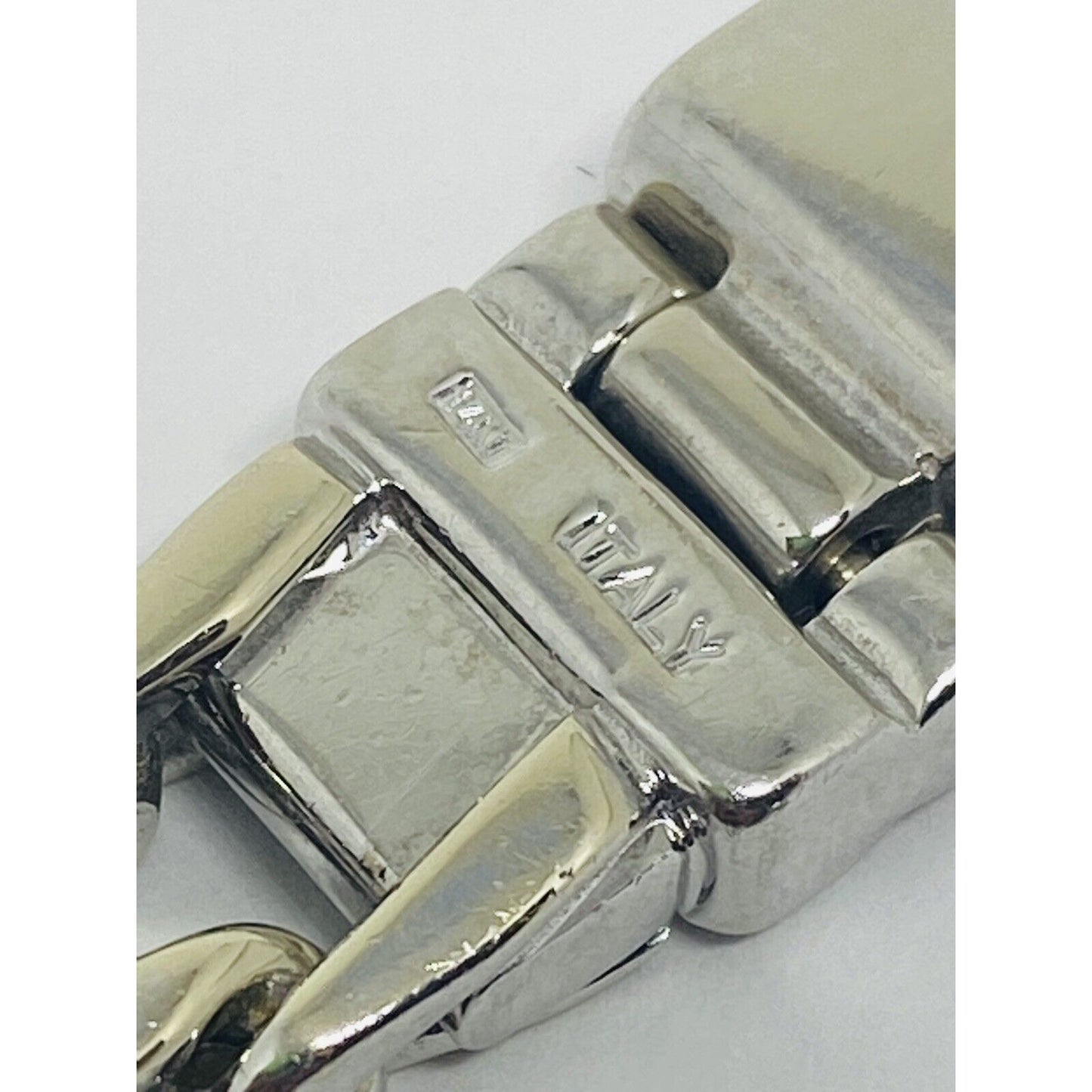 14k White Gold Railroad Train Tracks Men's Bracelet, 8.5” 72 Gram, HEAVY RARE!