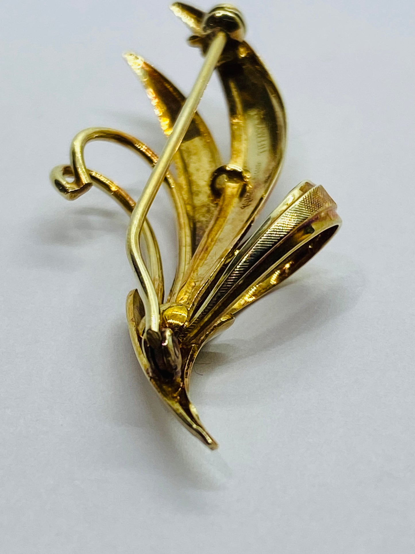 TIFFANY & CO 2 INCH 14K LEAF FLOWER FLORAL PIN BROOCH T&CO RARE VINTAGE