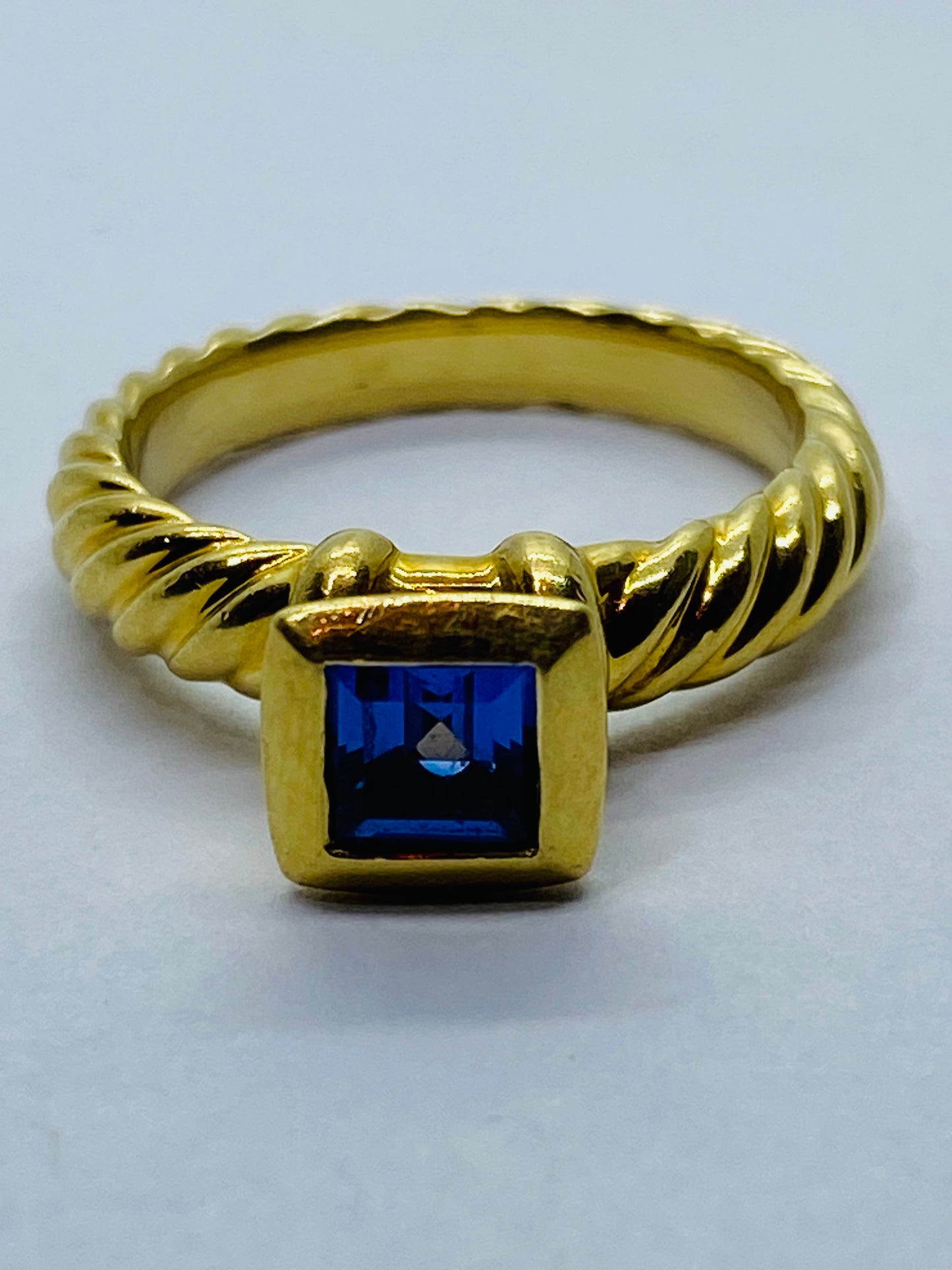 David Yurman 18K Yellow Gold Amethyst Cable Ring Size - 6
