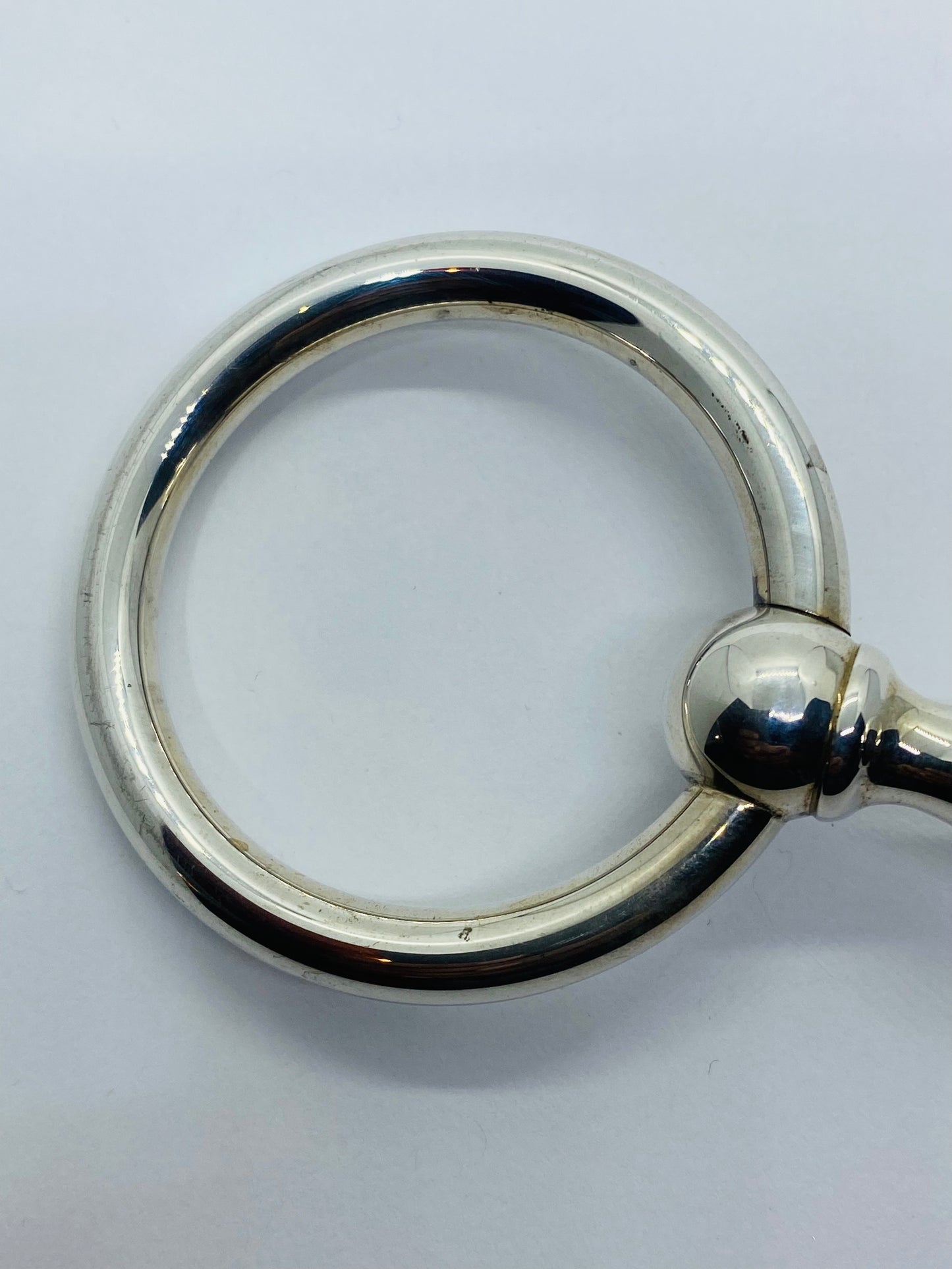 Large TIFFANY & Co Sterling Barbell Rattle Teether 5.5” Inches with Pouch