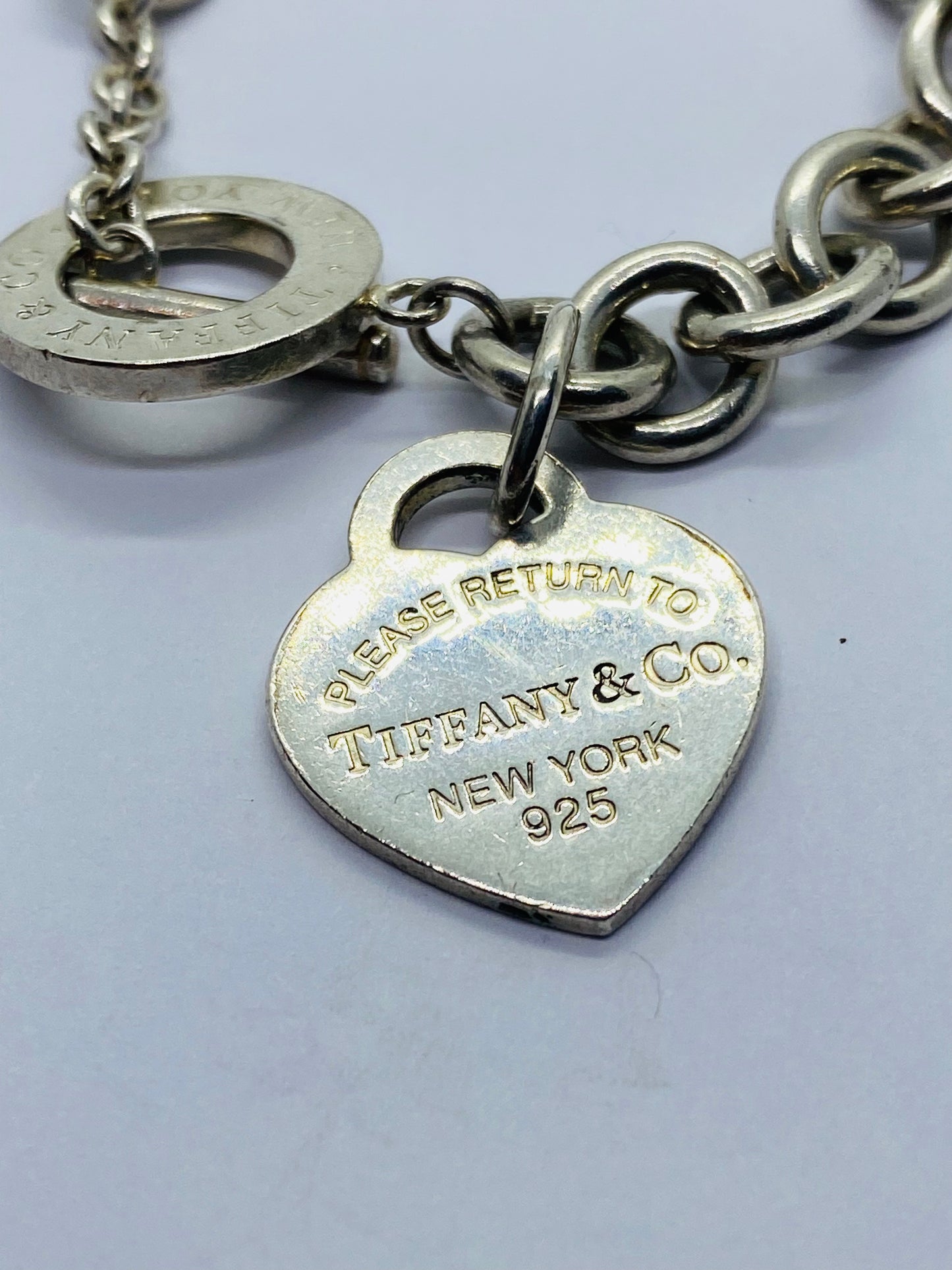 Return To Tiffany & Co 7.5" New Version Toggle Love Heart Bracelet Silver