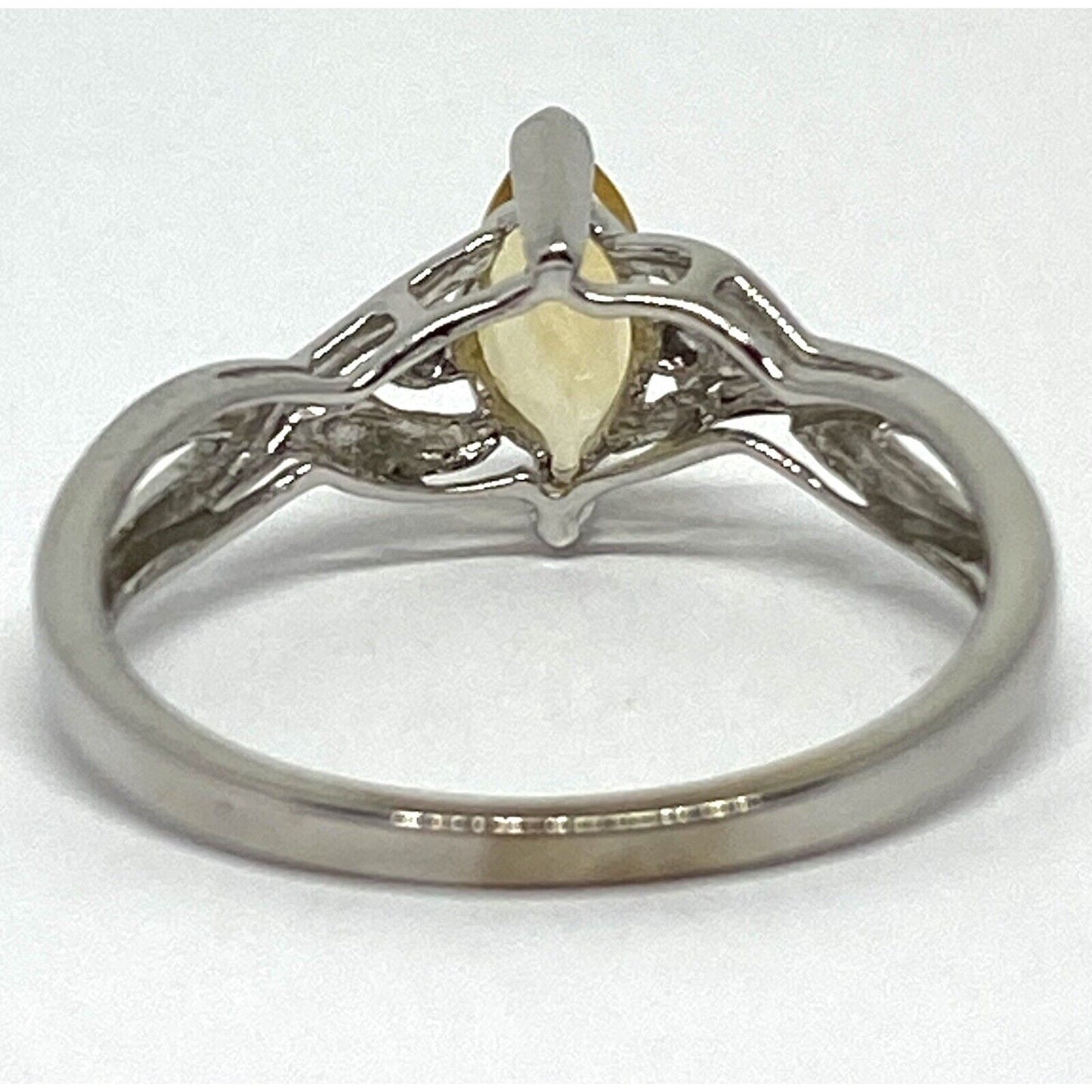 Estate Diamond Citrine 10K Gold Crossover Ring