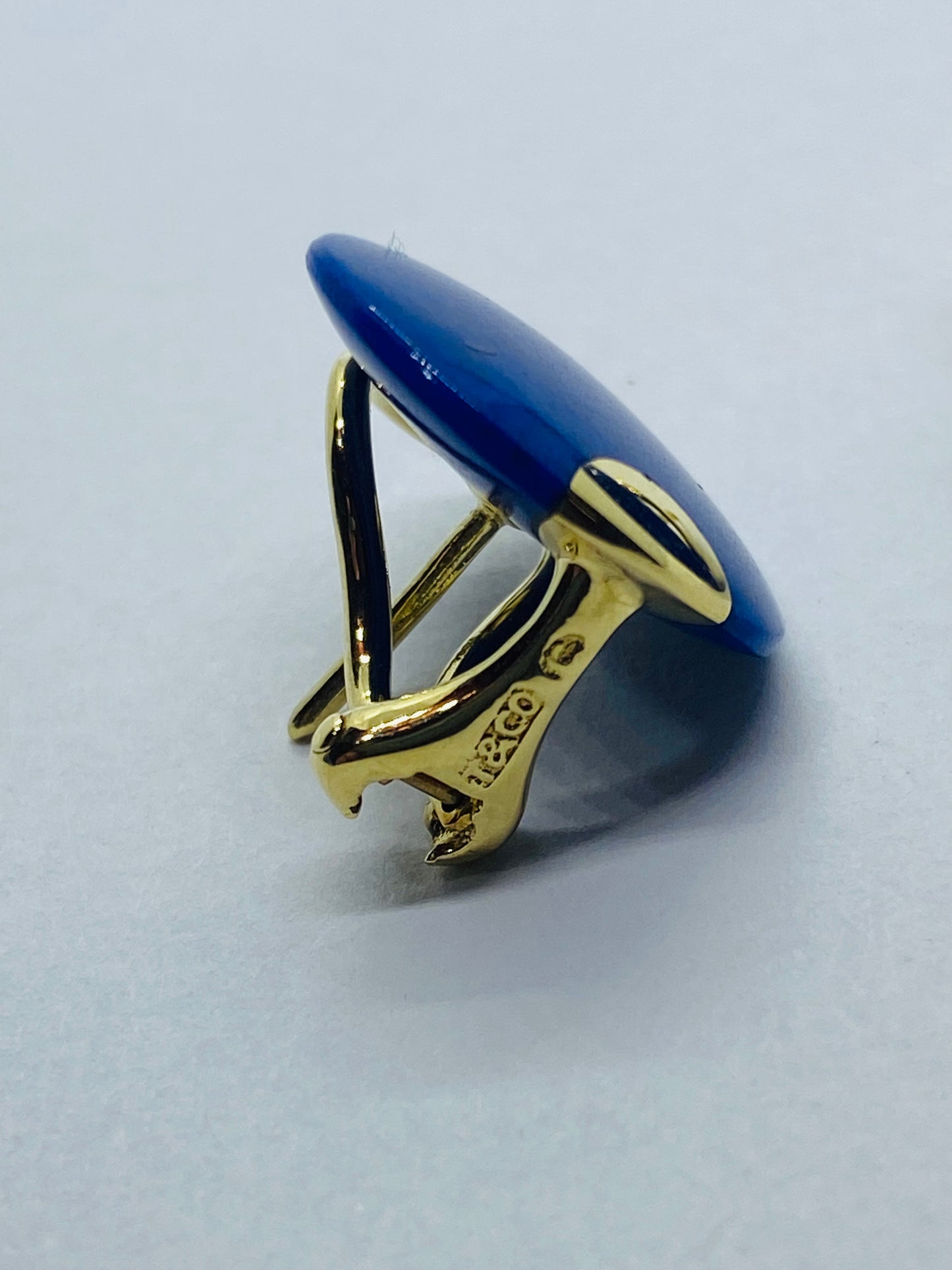 TIFFANY & CO 1976 ANGELA CUMMINGS 18 KT LENTILS EARRINGS WITH LAPIS LAZULI RARE