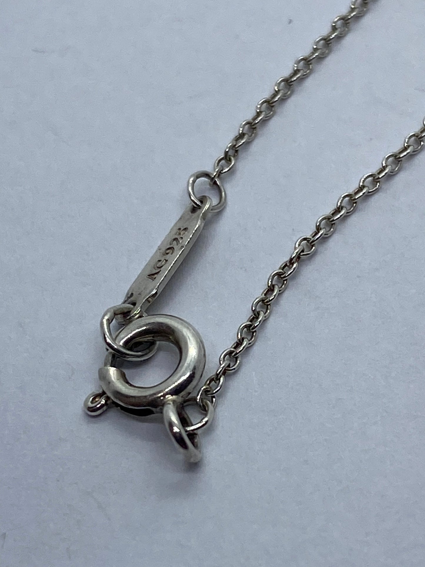 Tiffany & Co Silver Alphabet A Heart Charm Pendant Necklace 18” Long