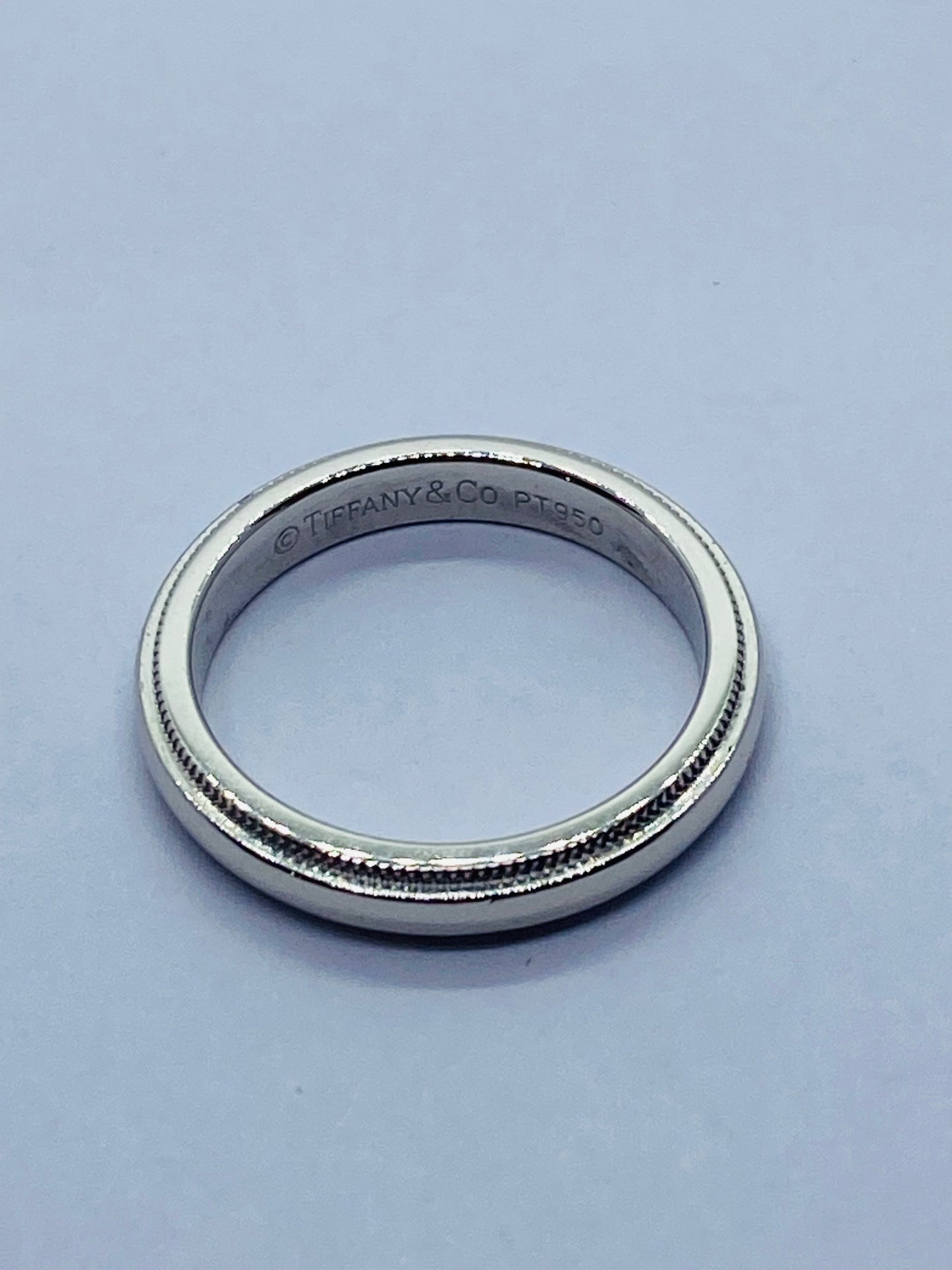 TIFFANY & CO PLATINUM 950 Double MILGRAIN WEDDING BAND 3MM SIZE 4
