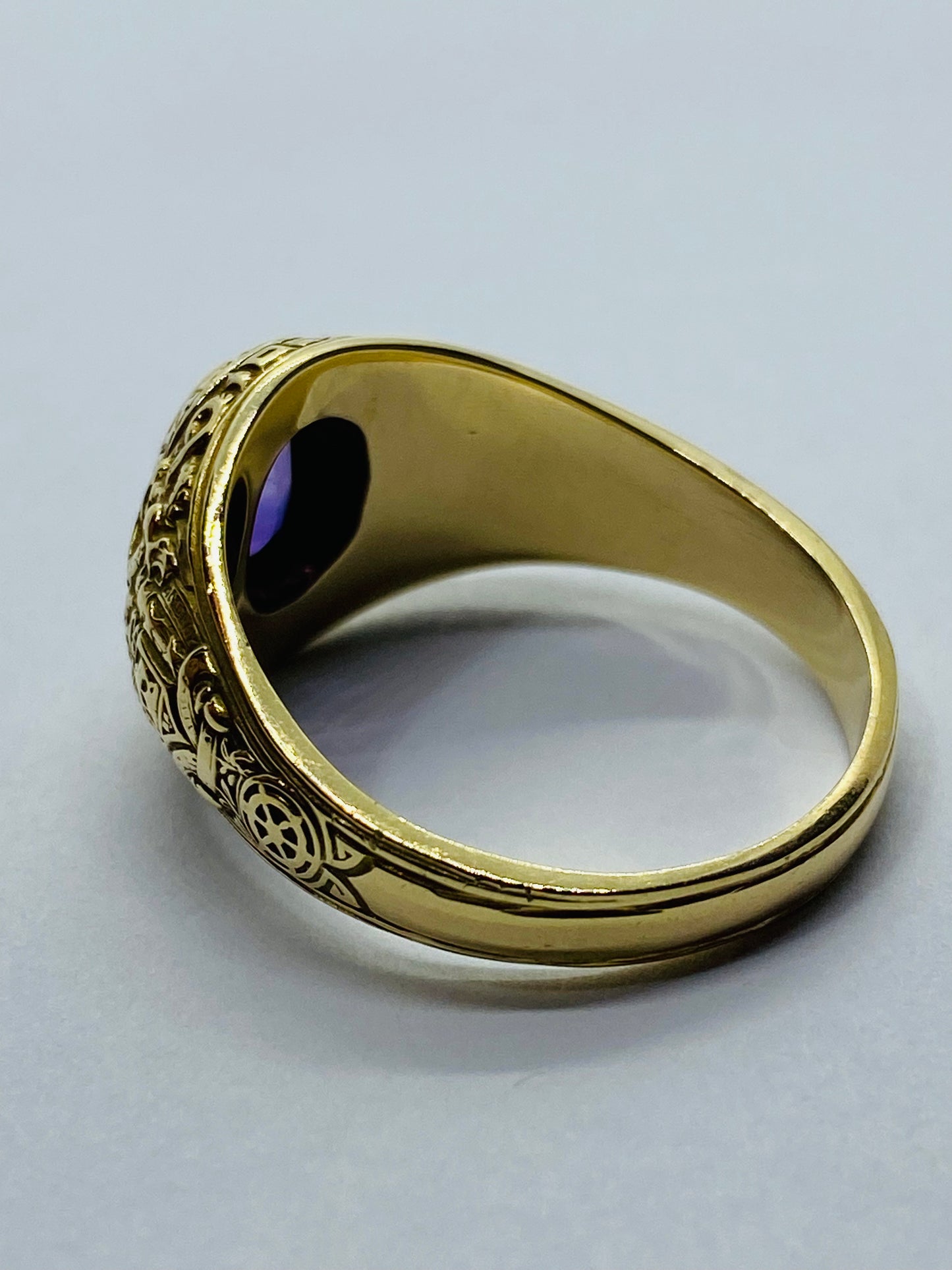 Tiffany & Co 14K Gold Naval Academy Class Ring 1929 Oval Amethyst Size 8.25