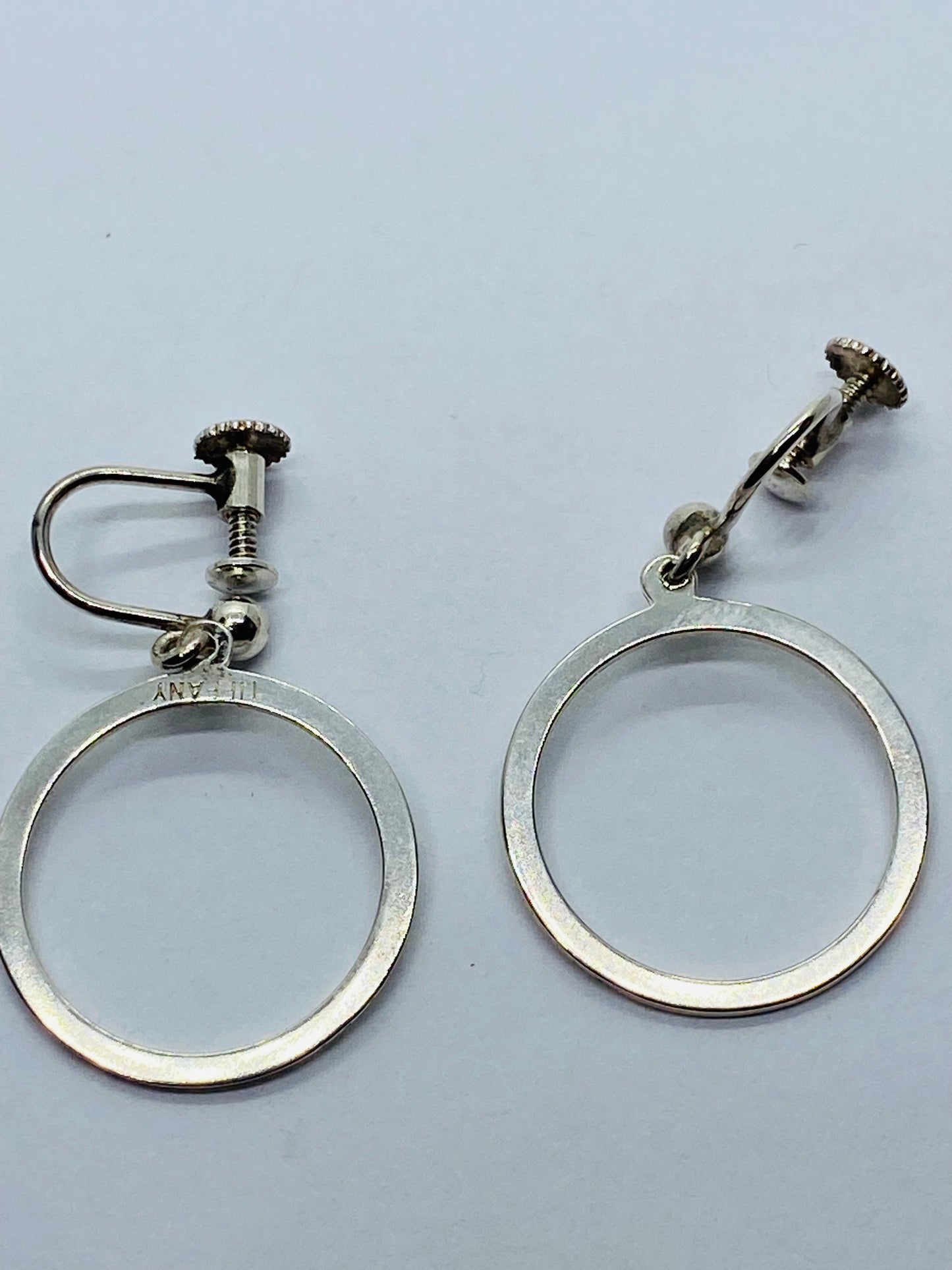 Tiffany & Co Sterling Silver 925 Screw Back Circle Dangle Earrings 28MM