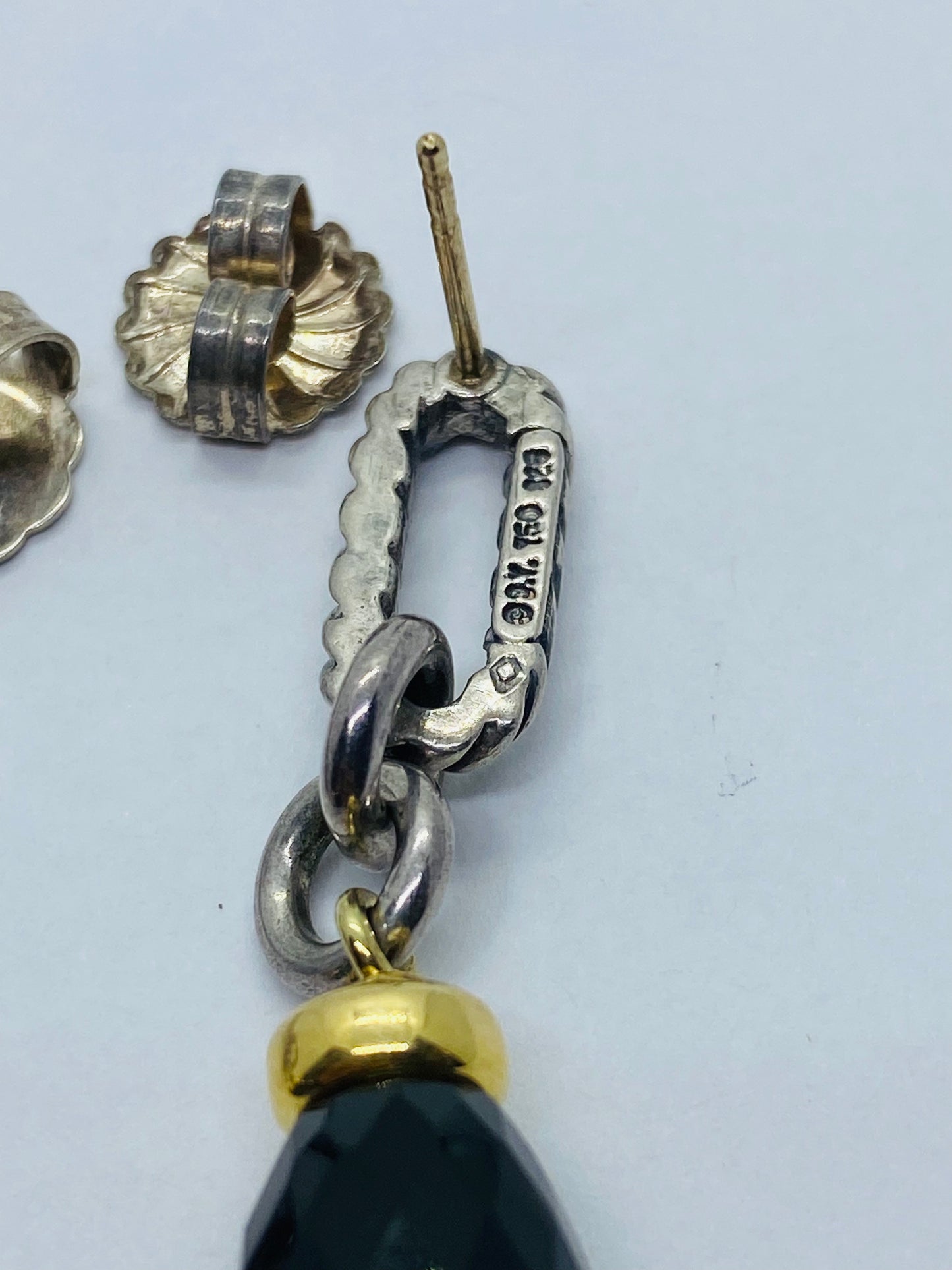 David Yurman Sterling Silver/18K Gold Black Onyx Bijoux Figaro Dangle Earrings
