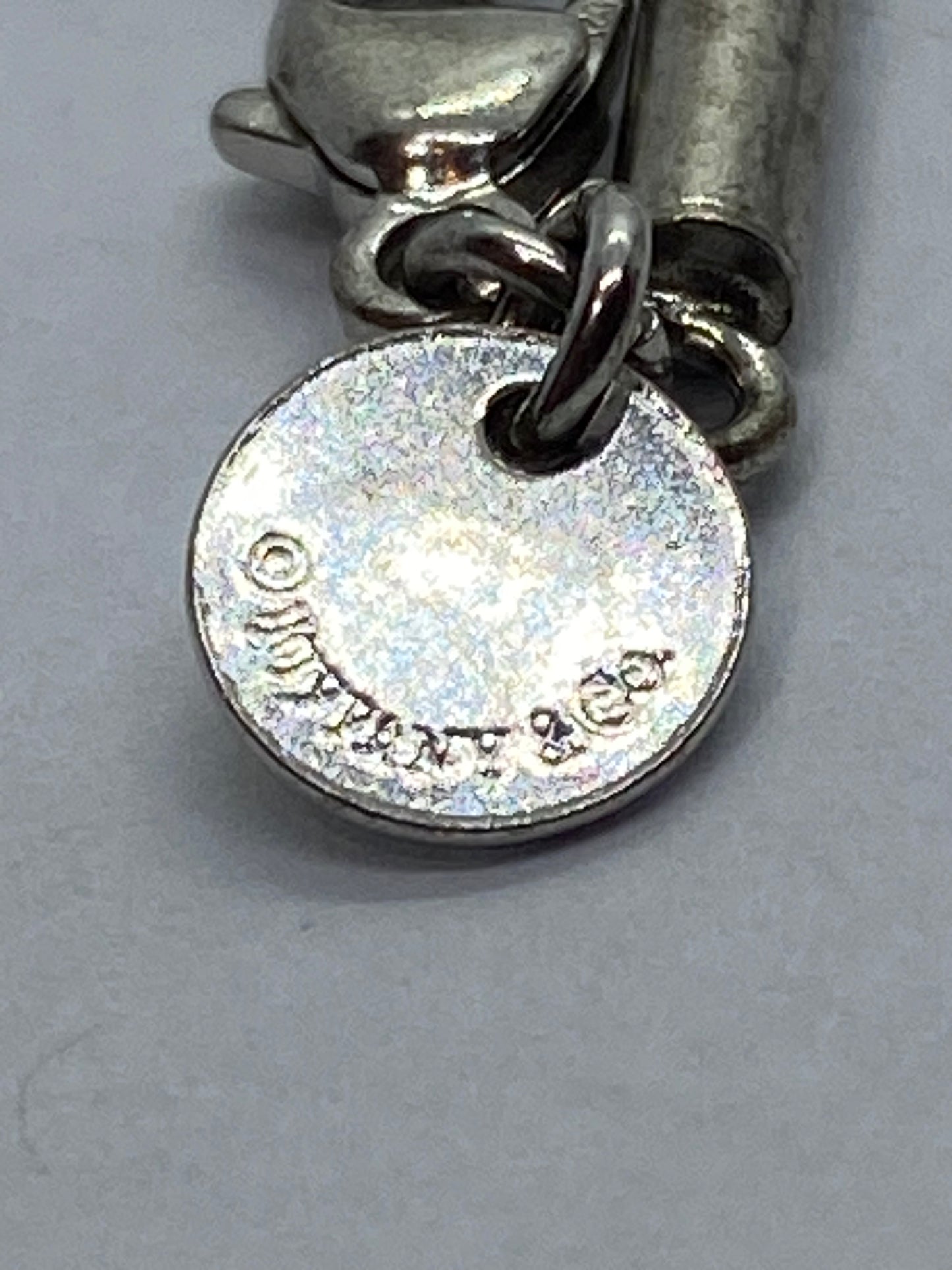 Tiffany & Co White Bone Script New York Fifth Ave Round Silk Cord 16" Necklace