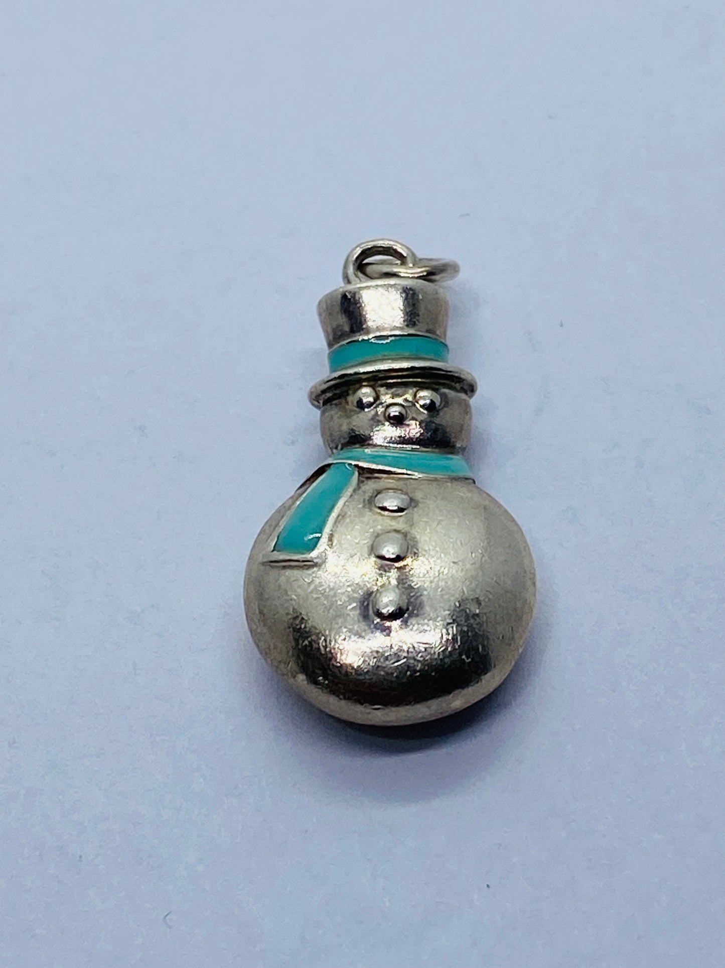 TIFFANY & CO 925 STERLING SILVER SNOWMAN ENAMEL SCARF CHARM RETIRED RARE