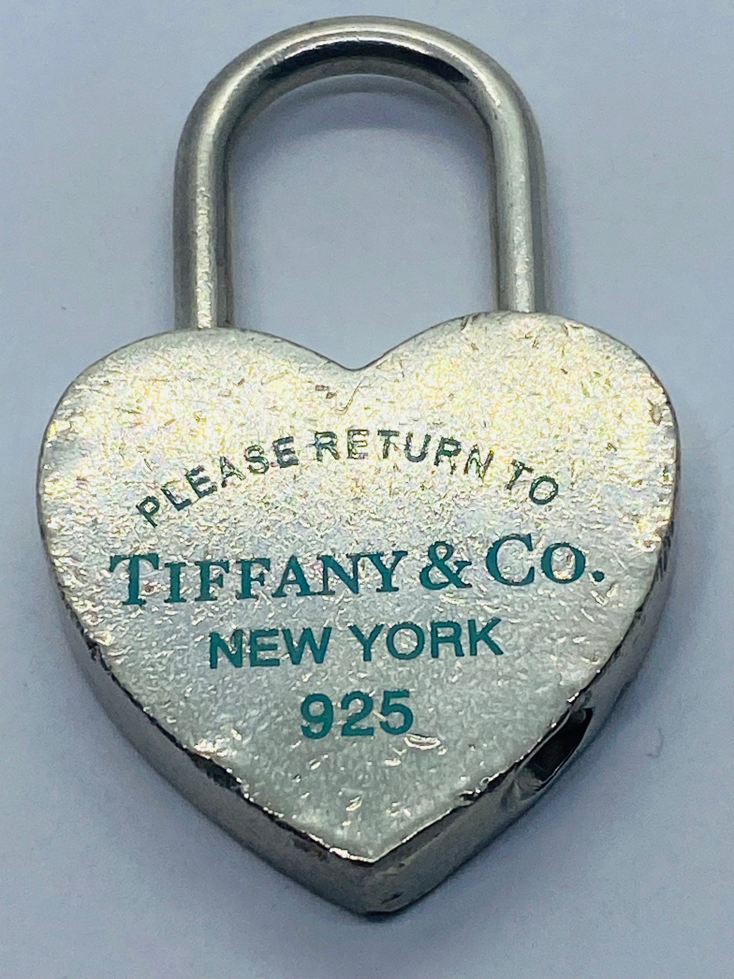 GIANT Tiffany & Co Blue Enamel Heart Padlock Please Return to Tiffany & Co NY 2”