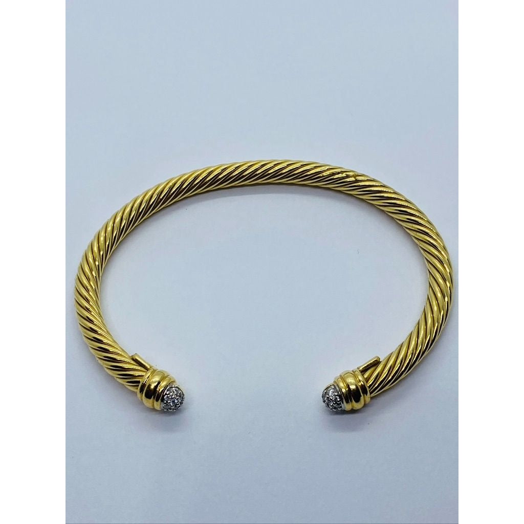DAVID YURMAN 18K YELLOW GOLD AND DIAMOND CLASSIC CABLE BANGLE Bracelet