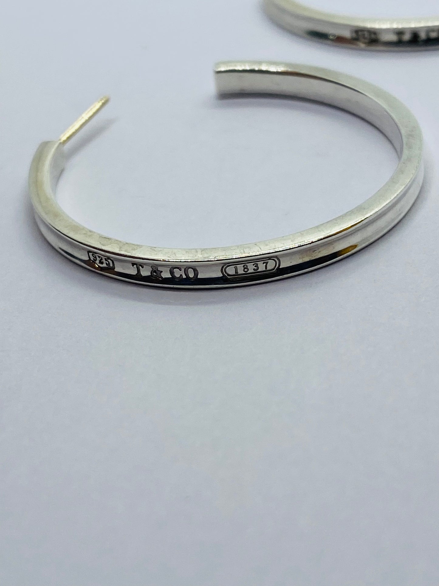Tiffany & Co. 1837 Narrow Large 33mm Hoop Earrings Love Sterling Silver