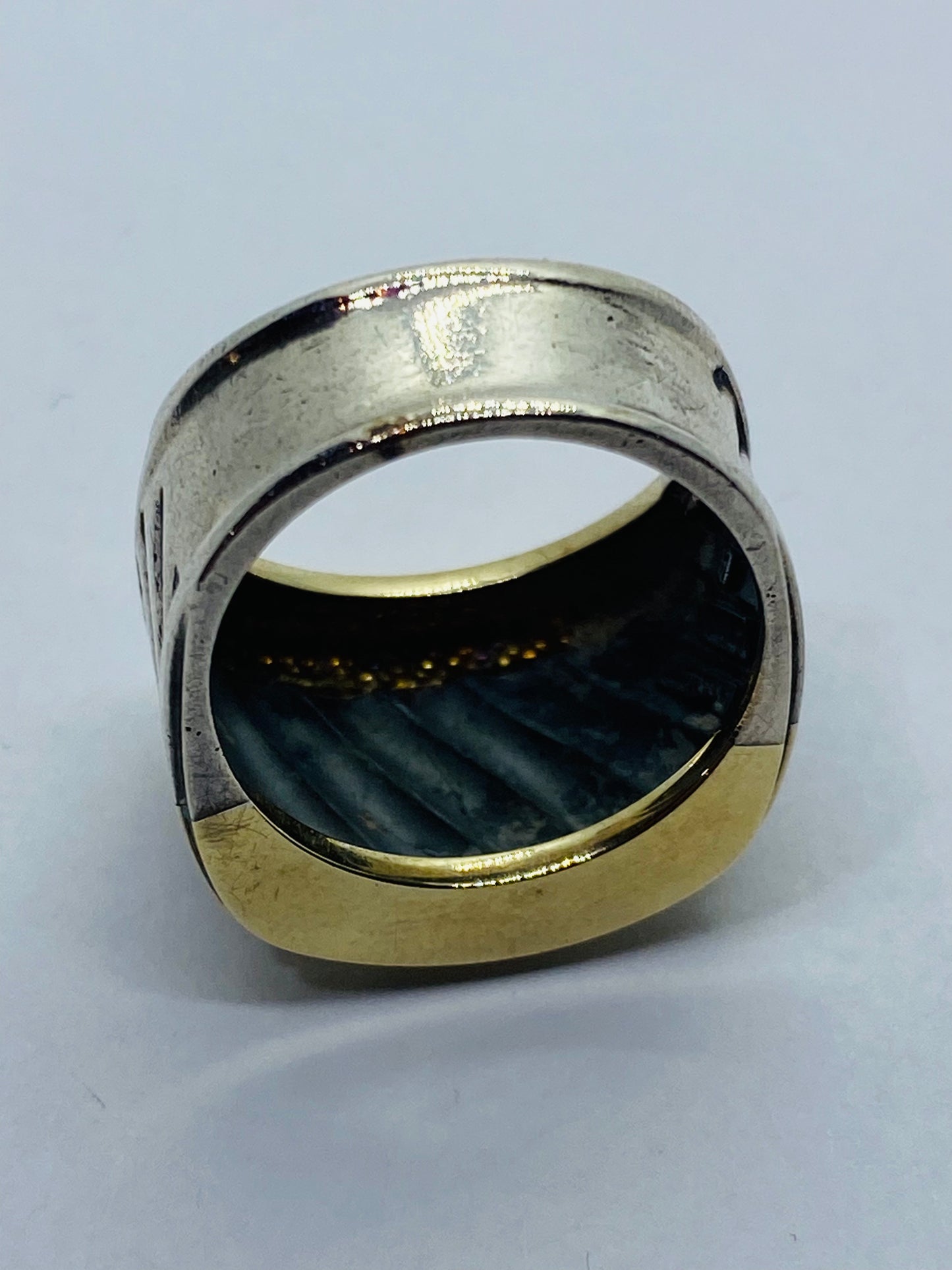 David Yurman Thoroughbred Ring 14K Gold Sterling Silver Cigar Cable Size 5.75